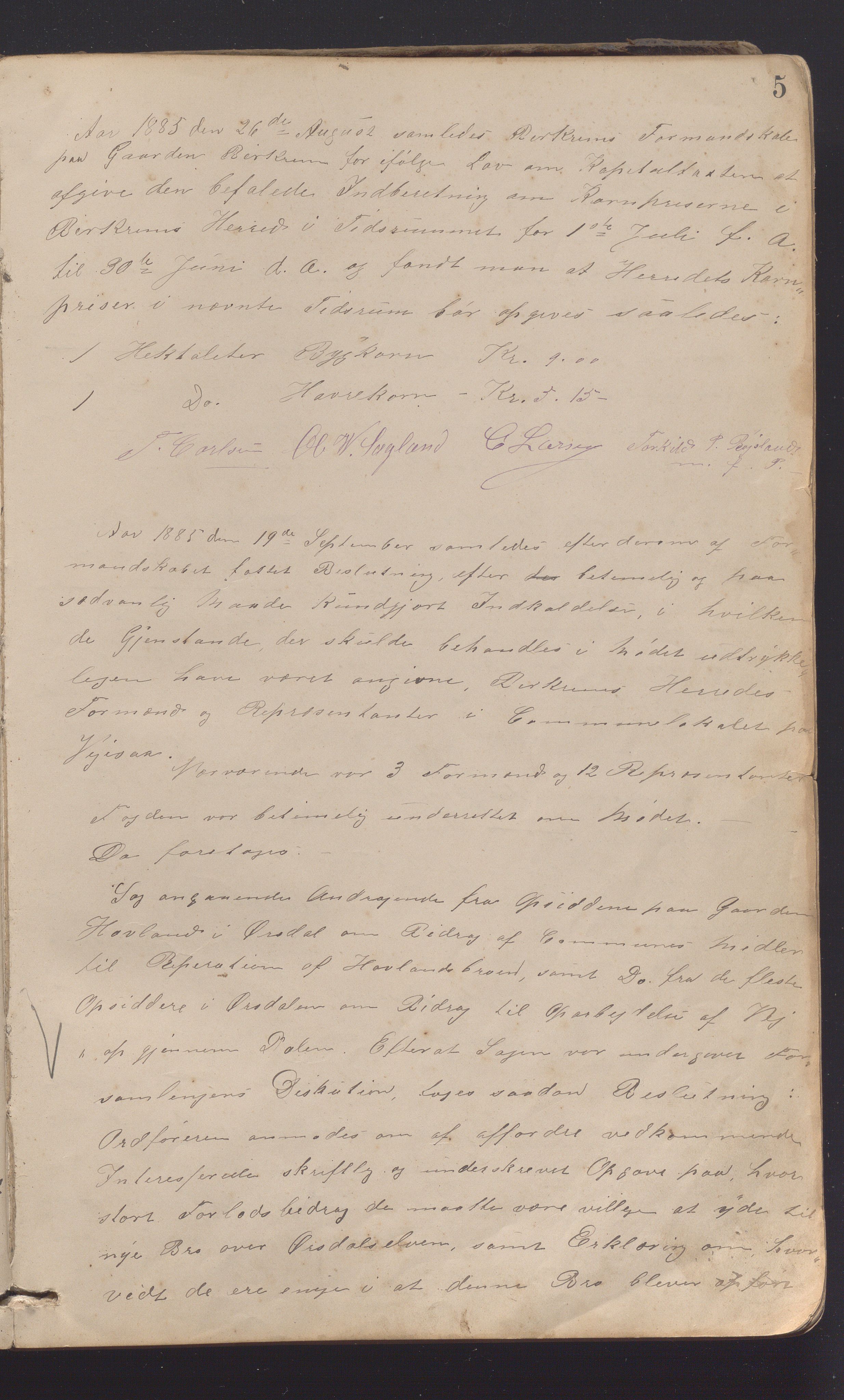 Bjerkreim kommune - Formannskapet/Sentraladministrasjonen, IKAR/K-101531/A/Aa/L0002: Møtebok, 1884-1903, p. 5a
