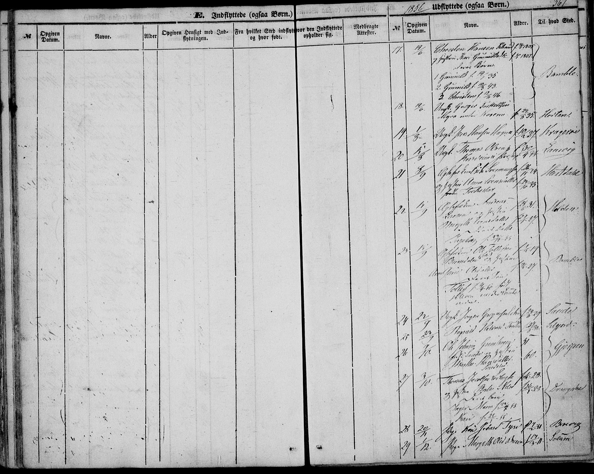 Bø kirkebøker, AV/SAKO-A-257/F/Fa/L0008: Parish register (official) no. 8, 1849-1861, p. 367