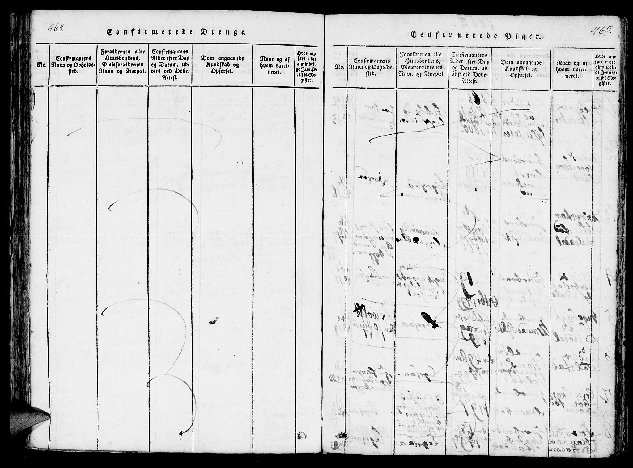 Ministerialprotokoller, klokkerbøker og fødselsregistre - Møre og Romsdal, AV/SAT-A-1454/565/L0747: Parish register (official) no. 565A01, 1817-1844, p. 464-465