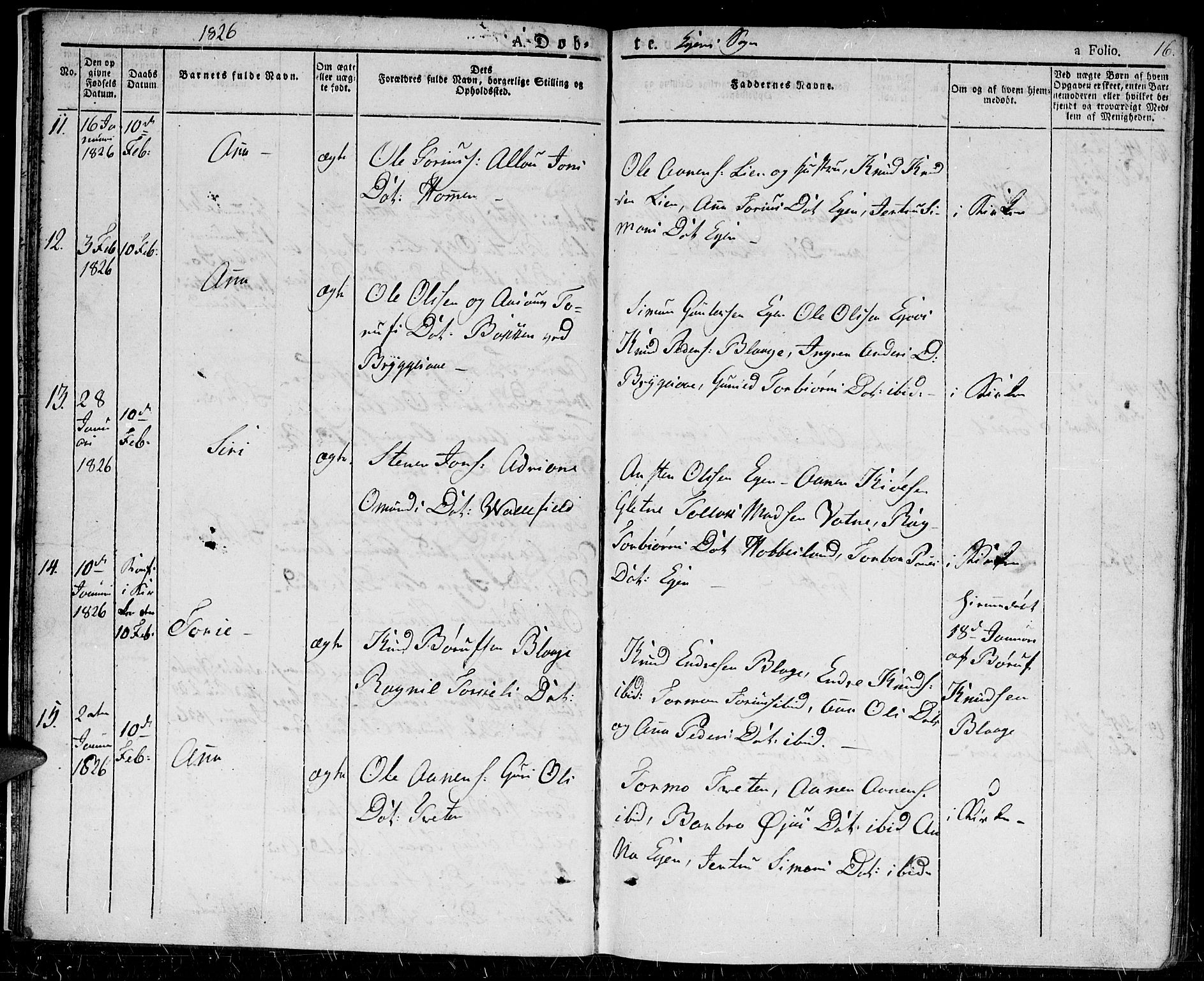 Hægebostad sokneprestkontor, AV/SAK-1111-0024/F/Fa/Fab/L0001: Parish register (official) no. A 1, 1823-1867, p. 16