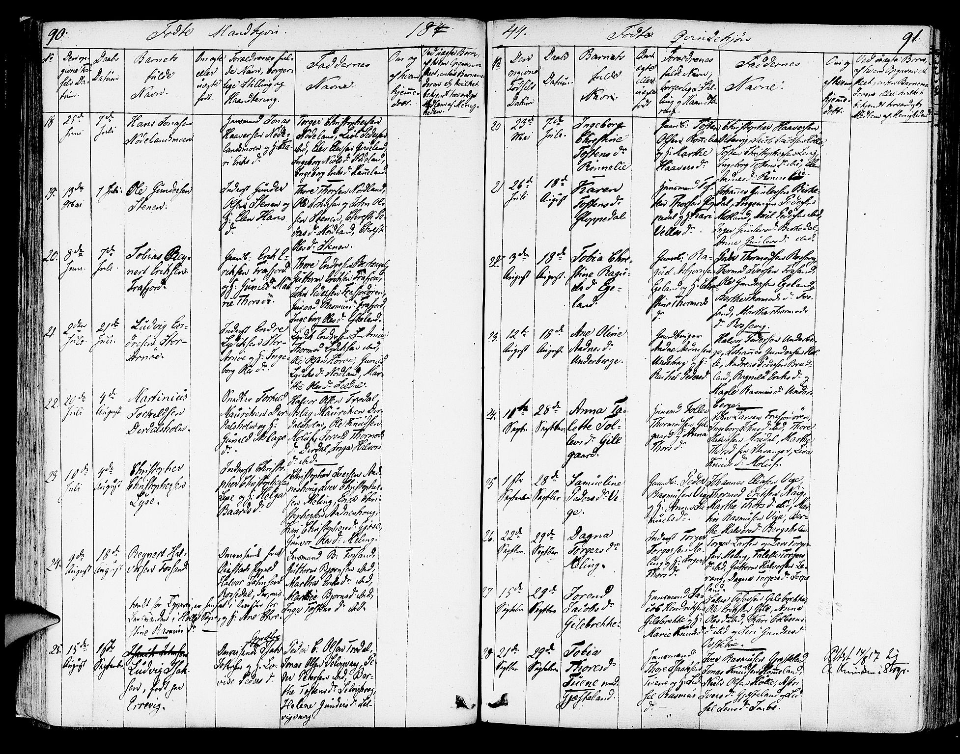 Strand sokneprestkontor, AV/SAST-A-101828/H/Ha/Haa/L0005: Parish register (official) no. A 5, 1833-1854, p. 90-91