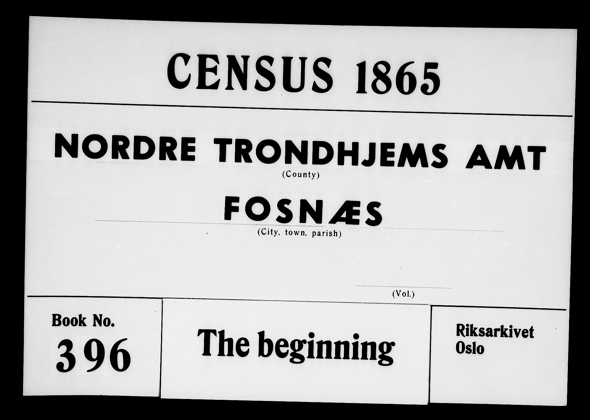 RA, 1865 census for Fosnes, 1865, p. 1
