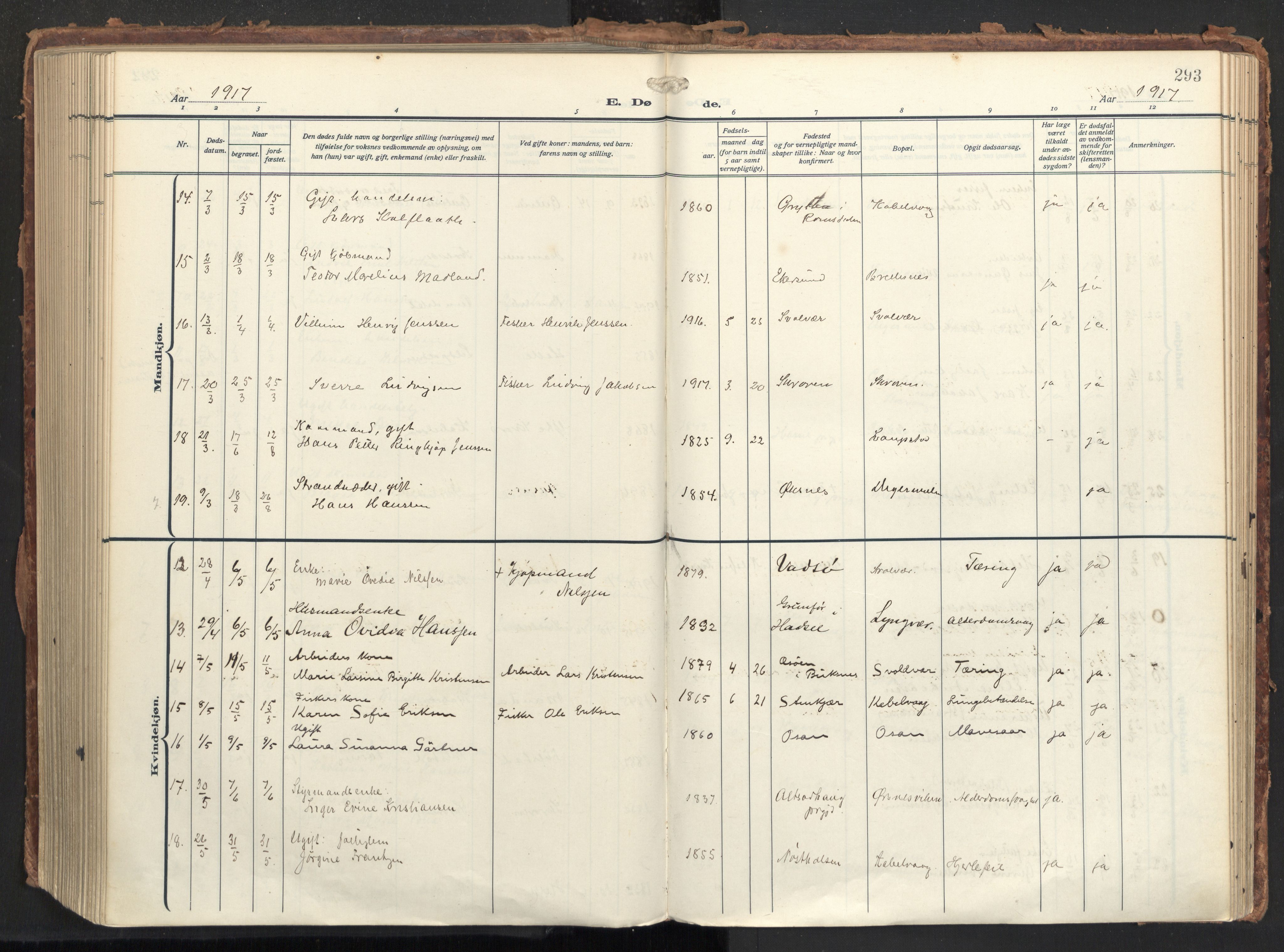 Ministerialprotokoller, klokkerbøker og fødselsregistre - Nordland, SAT/A-1459/874/L1064: Parish register (official) no. 874A08, 1915-1926, p. 293