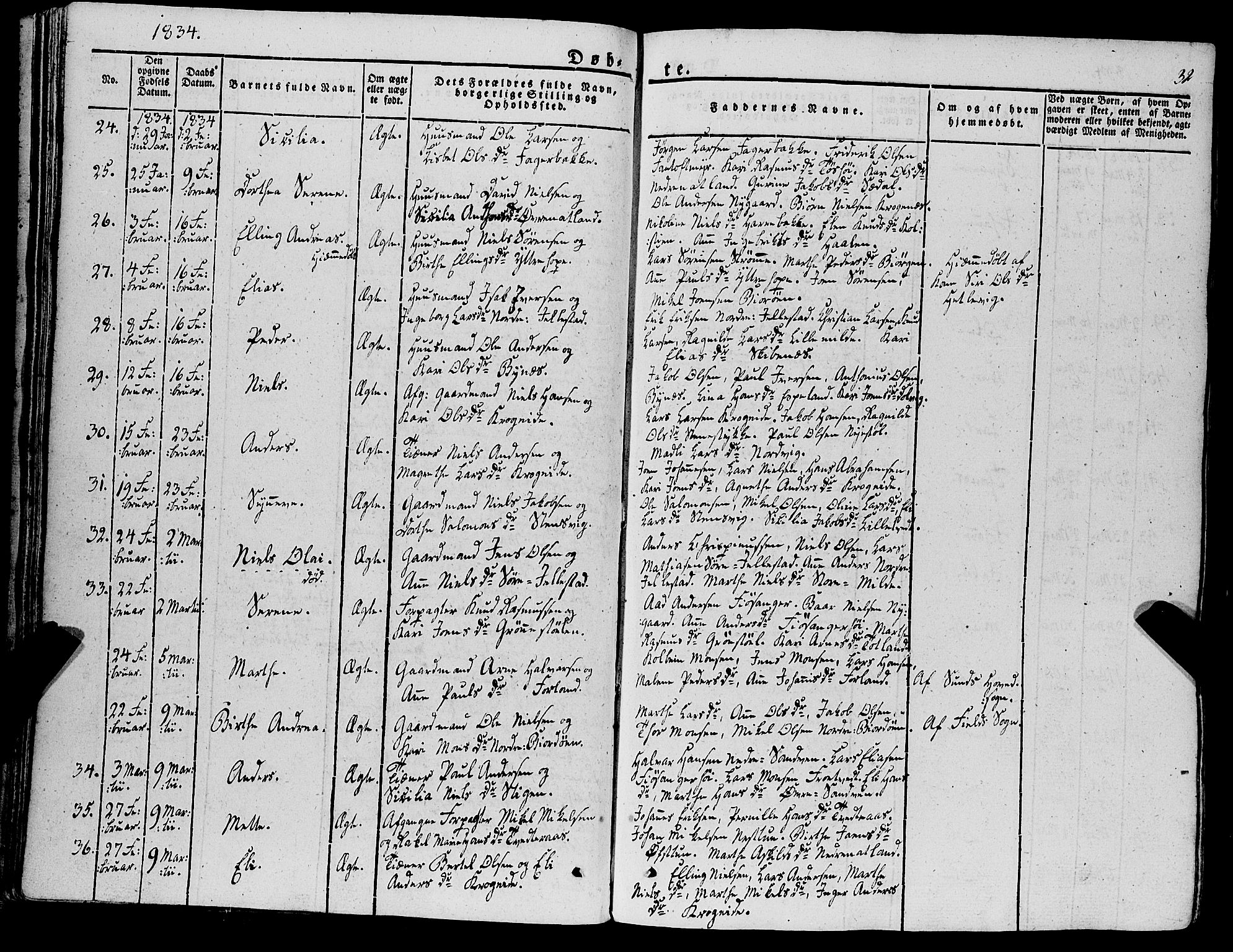 Fana Sokneprestembete, AV/SAB-A-75101/H/Haa/Haaa/L0008: Parish register (official) no. A 8, 1829-1851, p. 32