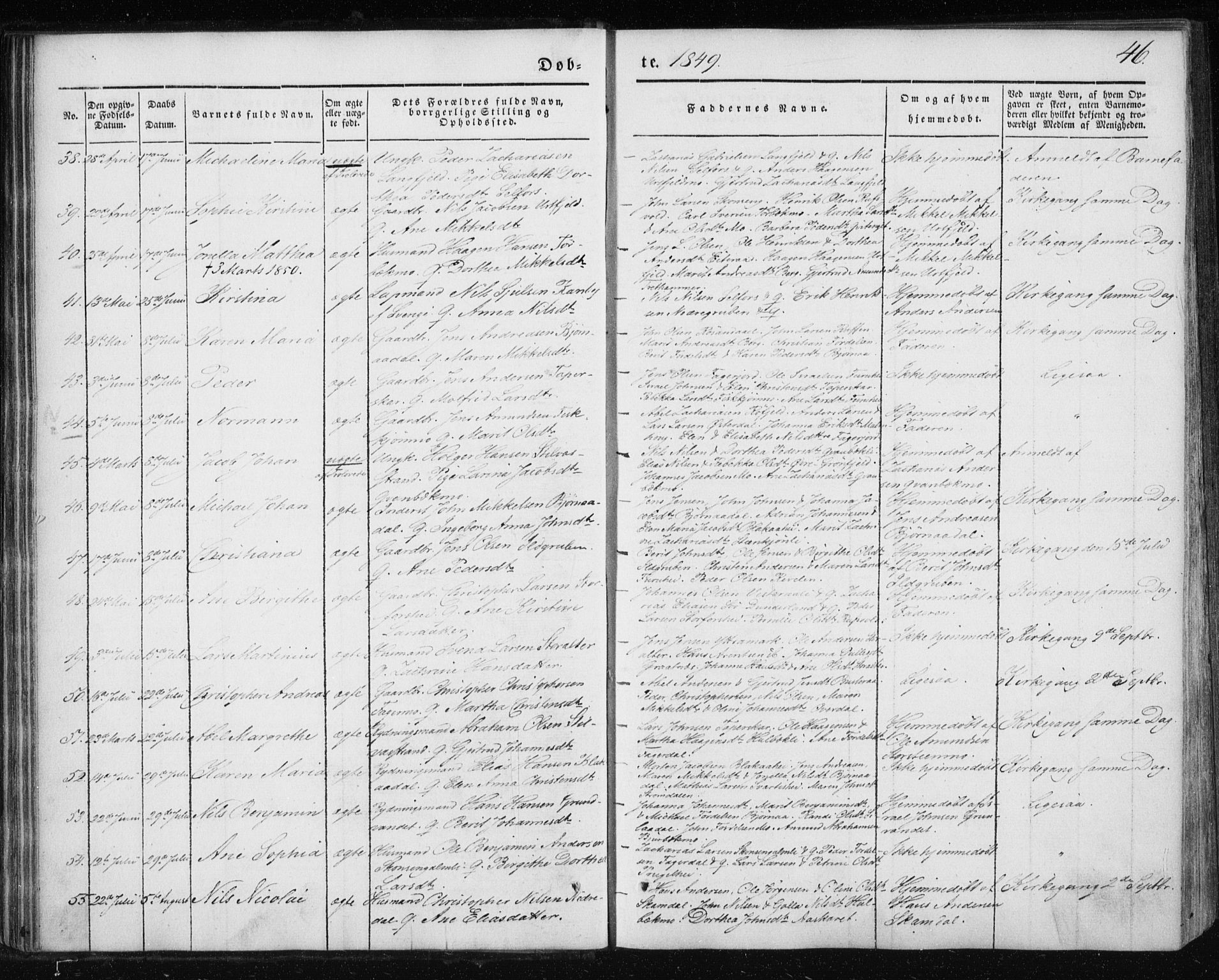 Ministerialprotokoller, klokkerbøker og fødselsregistre - Nordland, AV/SAT-A-1459/827/L0391: Parish register (official) no. 827A03, 1842-1852, p. 46