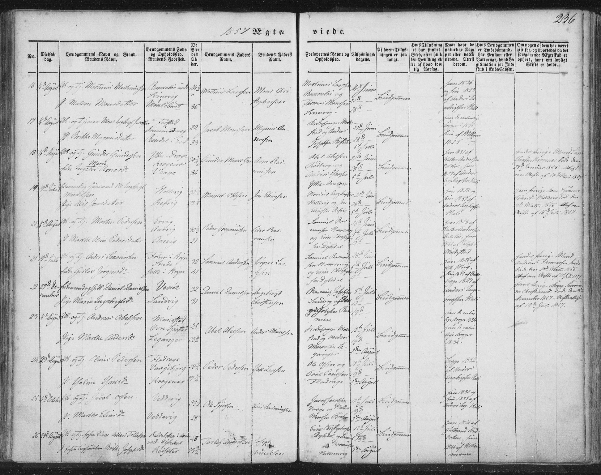 Selje sokneprestembete, AV/SAB-A-99938/H/Ha/Haa/Haaa: Parish register (official) no. A 10, 1844-1858, p. 236