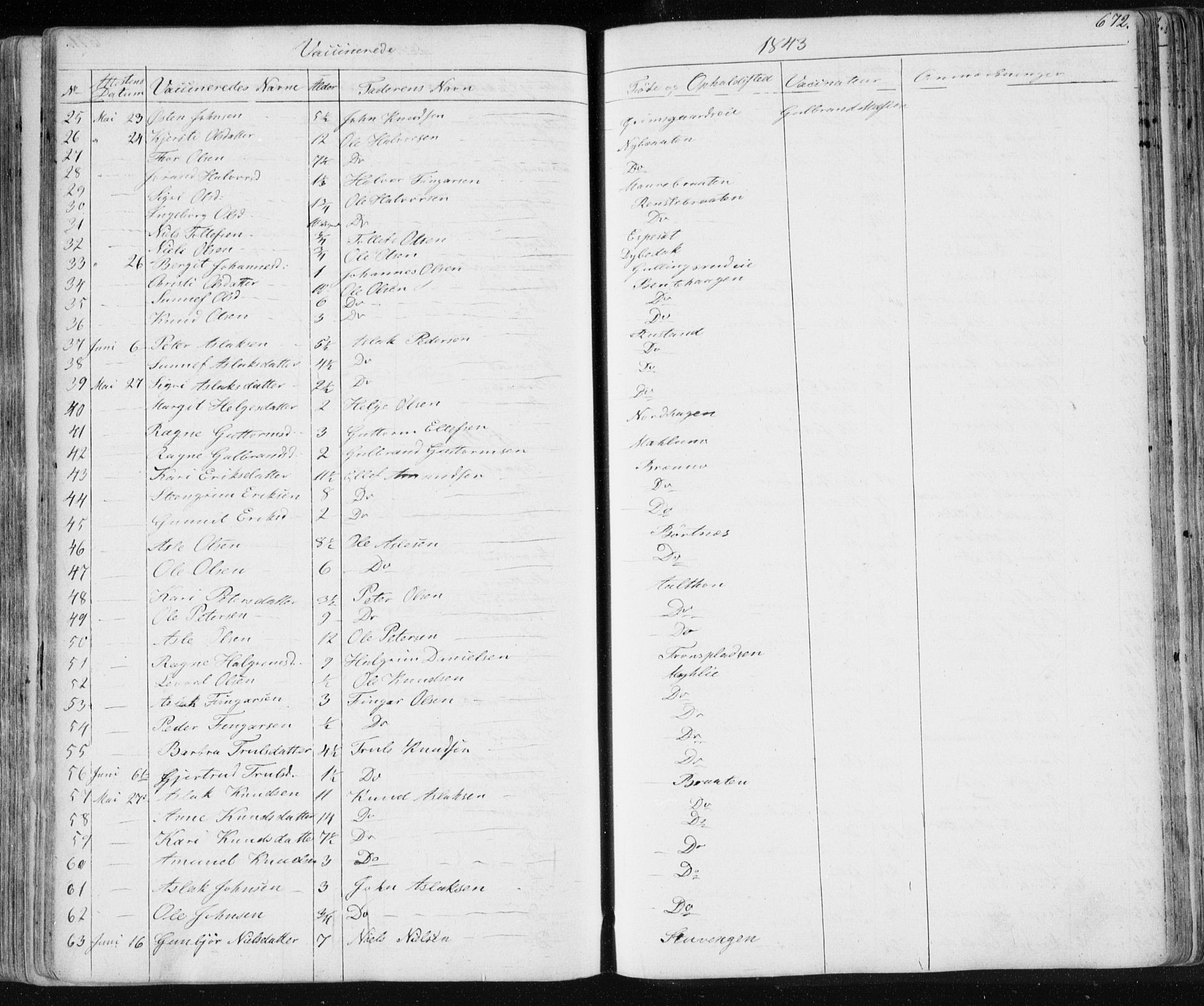 Nes kirkebøker, SAKO/A-236/F/Fa/L0009: Parish register (official) no. 9, 1834-1863, p. 672