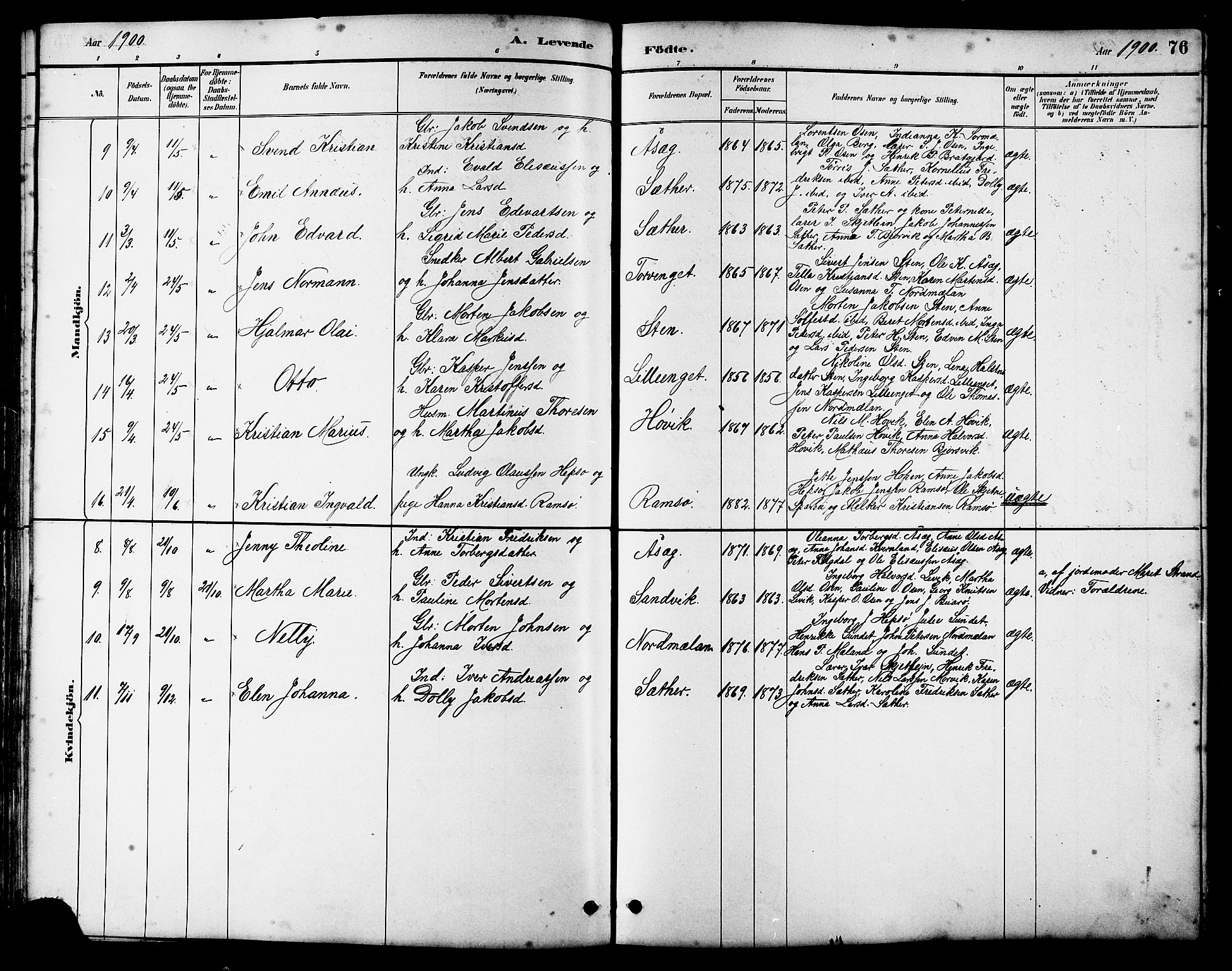 Ministerialprotokoller, klokkerbøker og fødselsregistre - Sør-Trøndelag, SAT/A-1456/658/L0726: Parish register (copy) no. 658C02, 1883-1908, p. 76