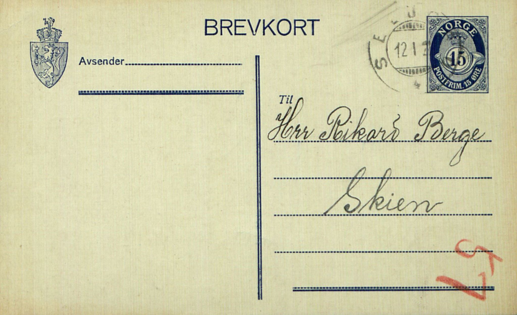 Rikard Berge, TEMU/TGM-A-1003/F/L0016/0021: 529-550 / 549 Brev og lause ark med oppskrifter av Rikard Berge, 1923-1925