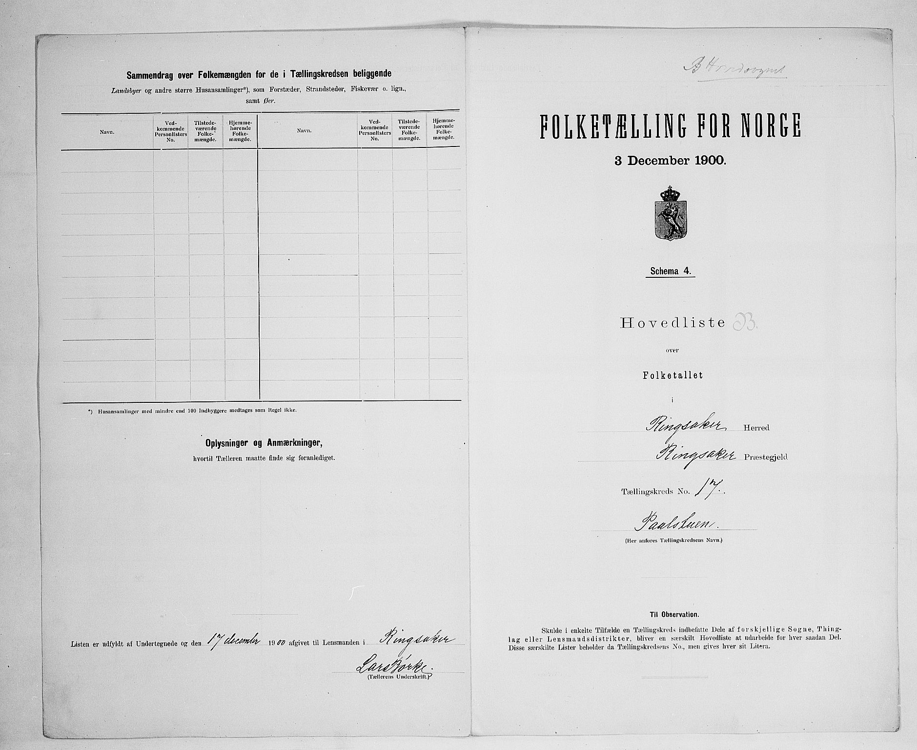 SAH, 1900 census for Ringsaker, 1900, p. 83