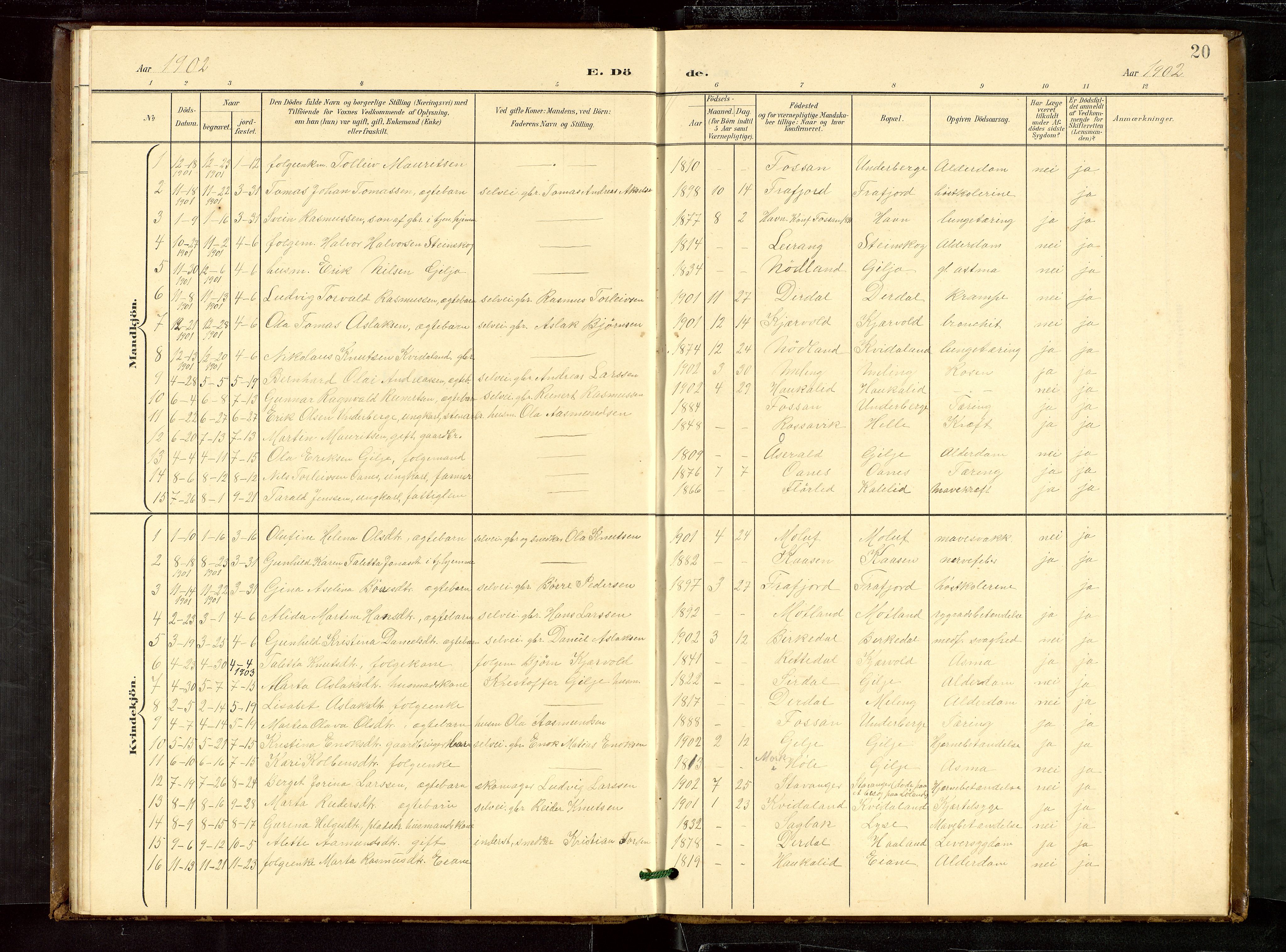 Høgsfjord sokneprestkontor, AV/SAST-A-101624/H/Ha/Hab/L0010: Parish register (copy) no. B 10, 1900-1922, p. 20