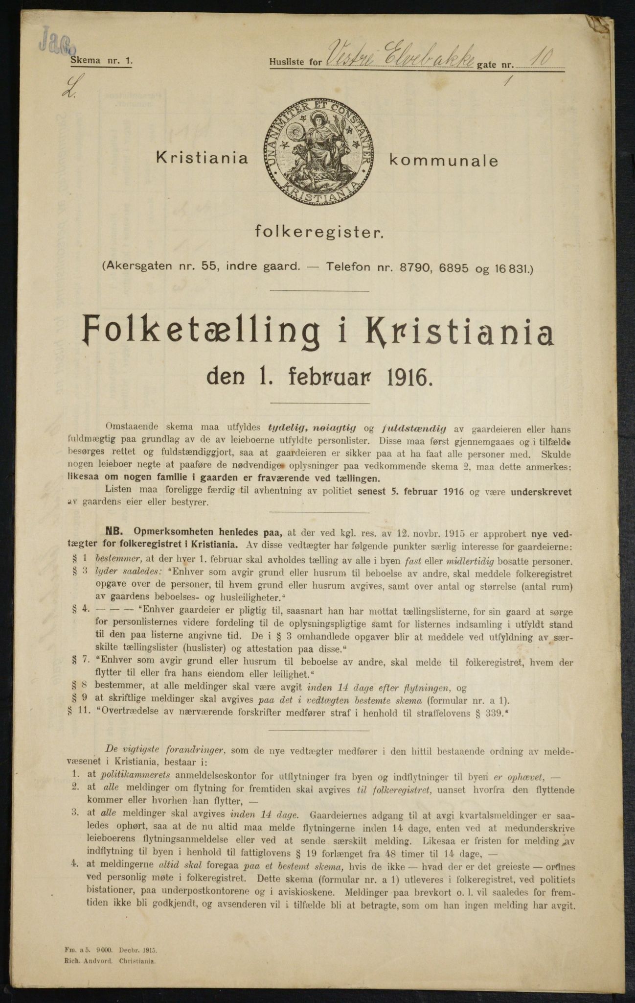 OBA, Municipal Census 1916 for Kristiania, 1916, p. 126209