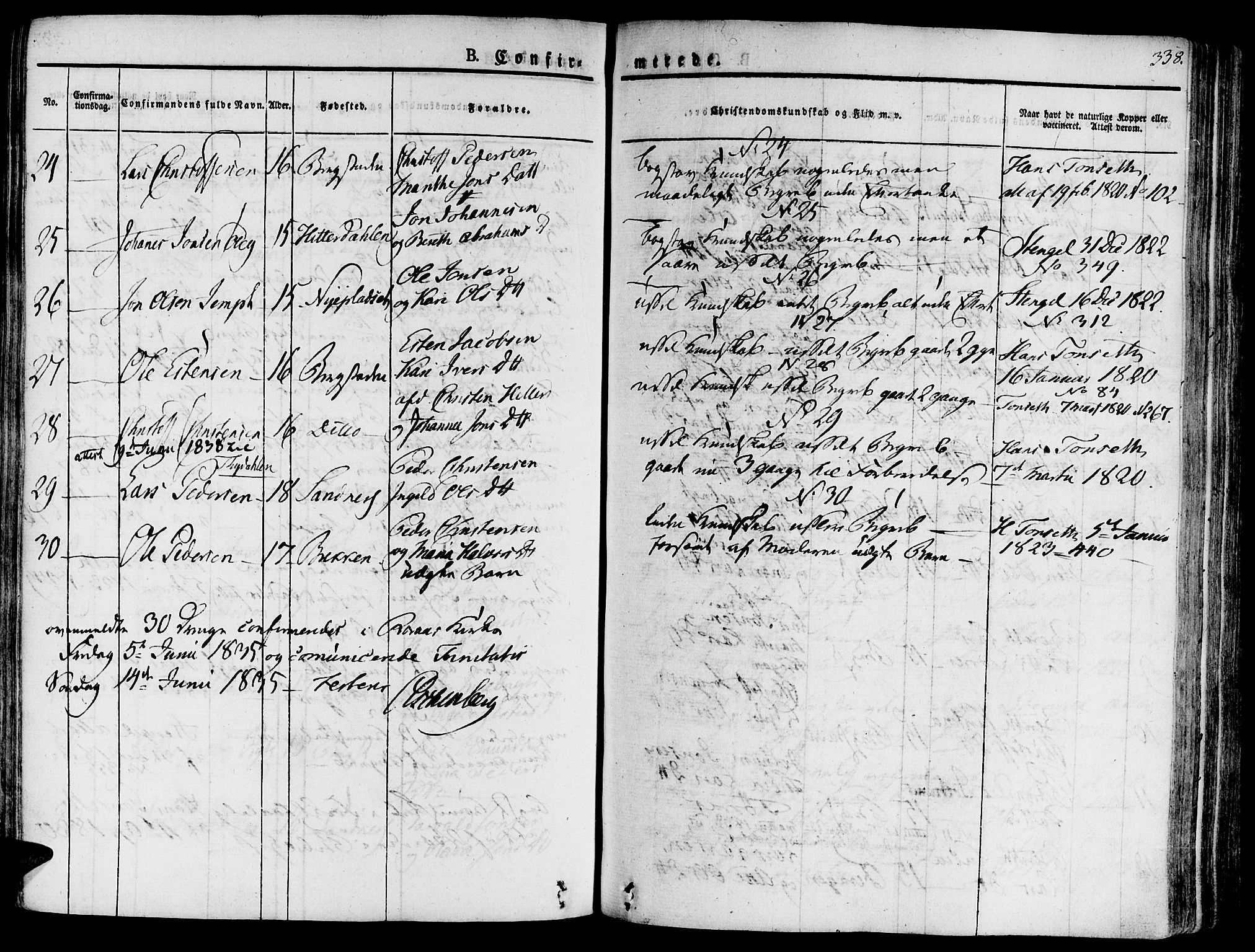 Ministerialprotokoller, klokkerbøker og fødselsregistre - Sør-Trøndelag, SAT/A-1456/681/L0930: Parish register (official) no. 681A08, 1829-1844, p. 338