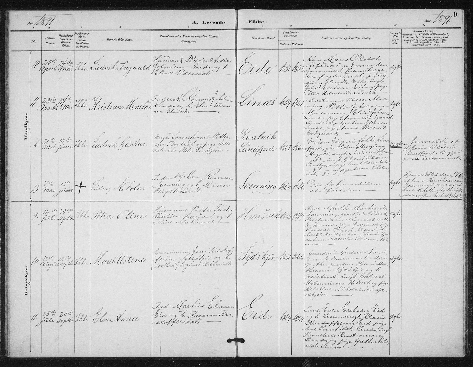 Ministerialprotokoller, klokkerbøker og fødselsregistre - Sør-Trøndelag, AV/SAT-A-1456/656/L0698: Parish register (copy) no. 656C04, 1890-1904, p. 9