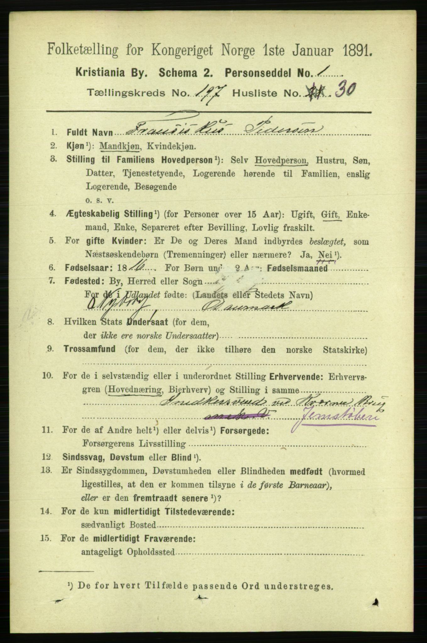 RA, 1891 census for 0301 Kristiania, 1891, p. 119219