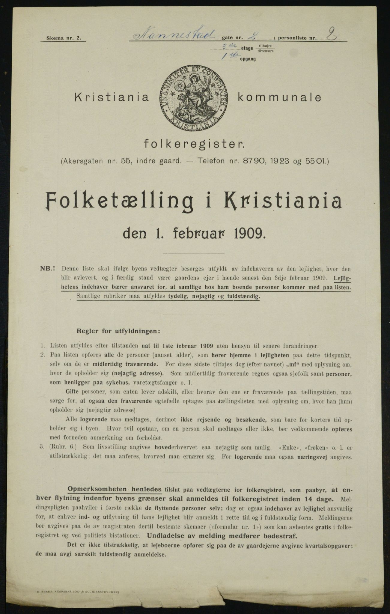 OBA, Municipal Census 1909 for Kristiania, 1909, p. 62599