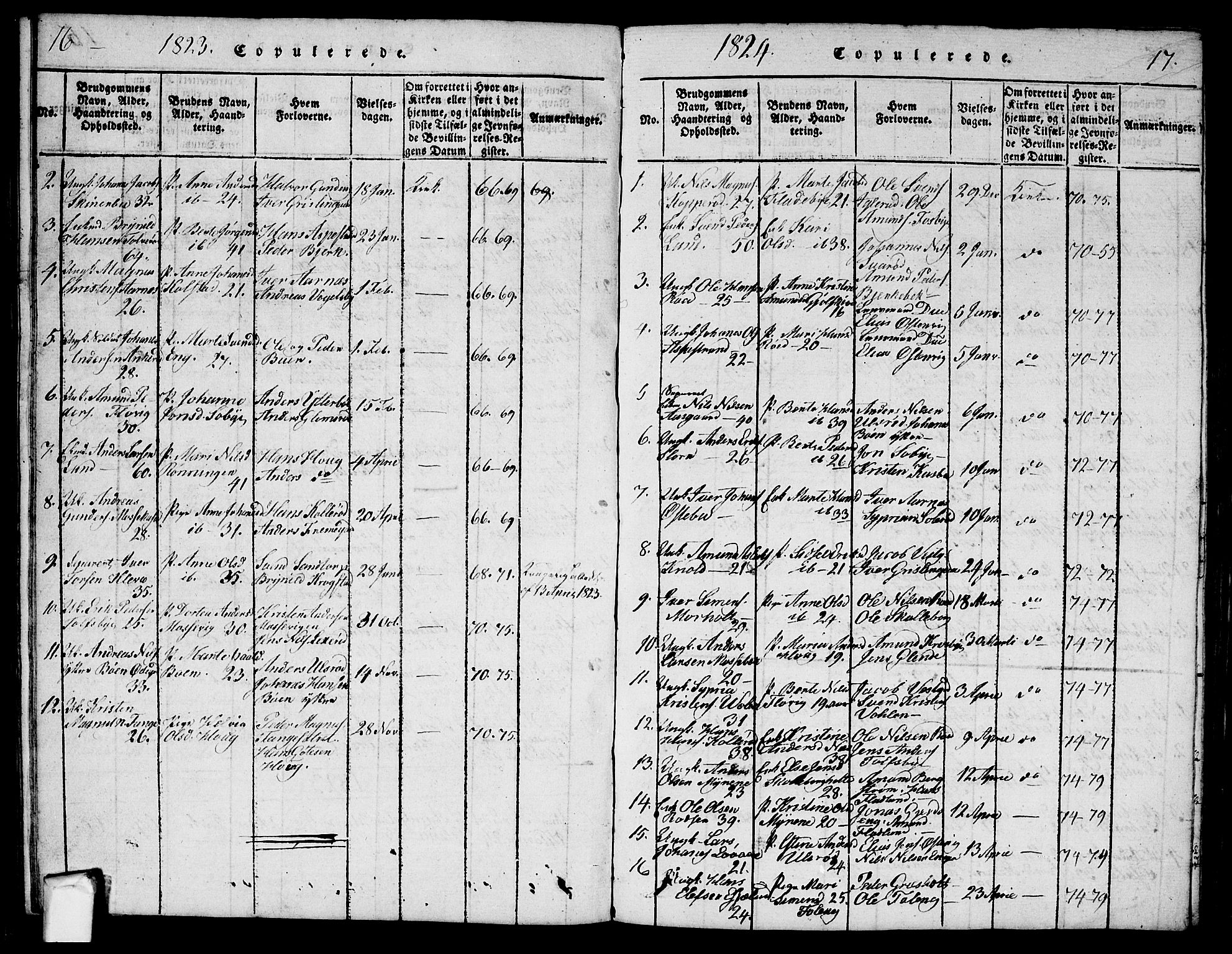 Aremark prestekontor Kirkebøker, AV/SAO-A-10899/G/Ga/L0001: Parish register (copy) no.  I 1, 1814-1834, p. 16-17