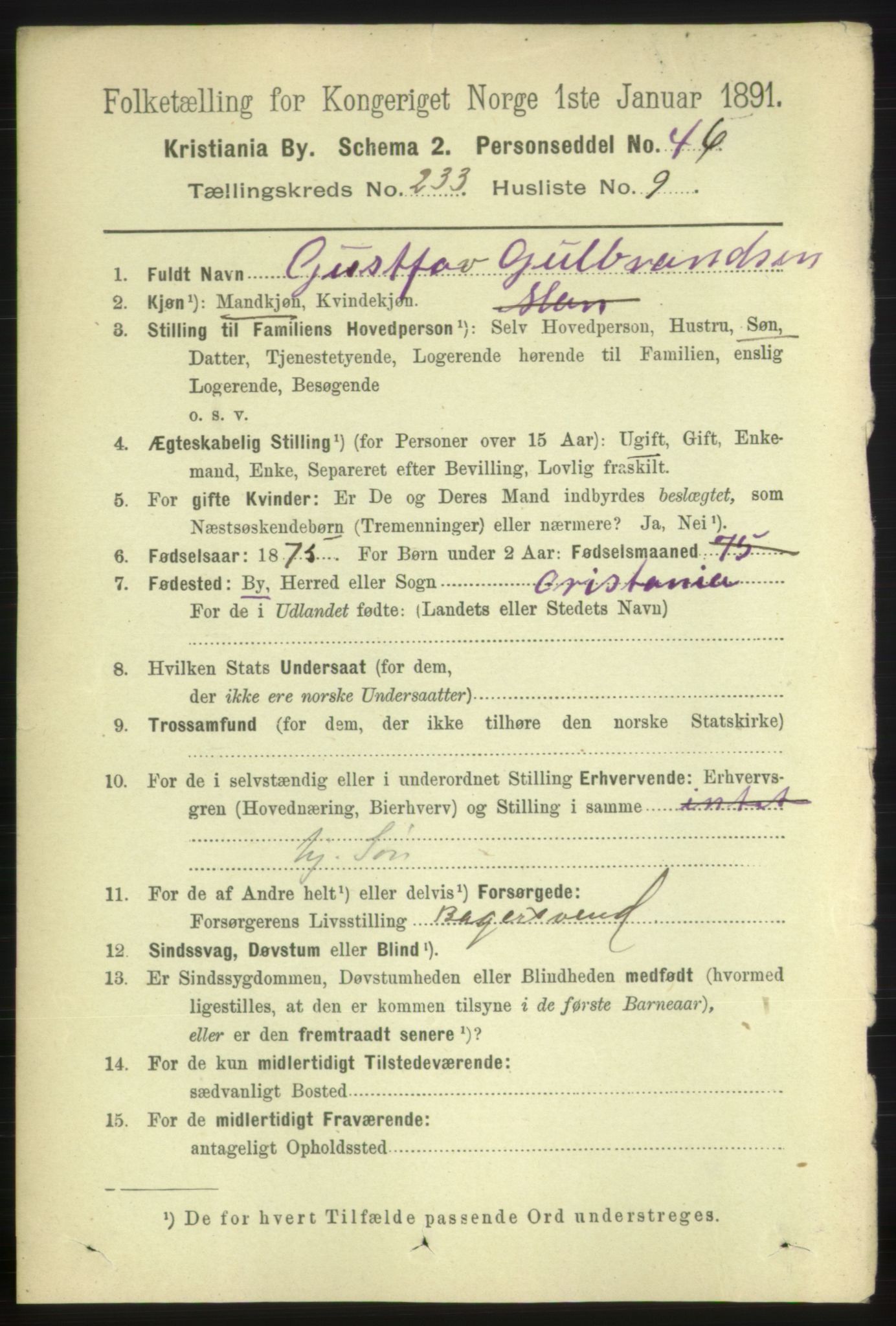 RA, 1891 census for 0301 Kristiania, 1891, p. 143280