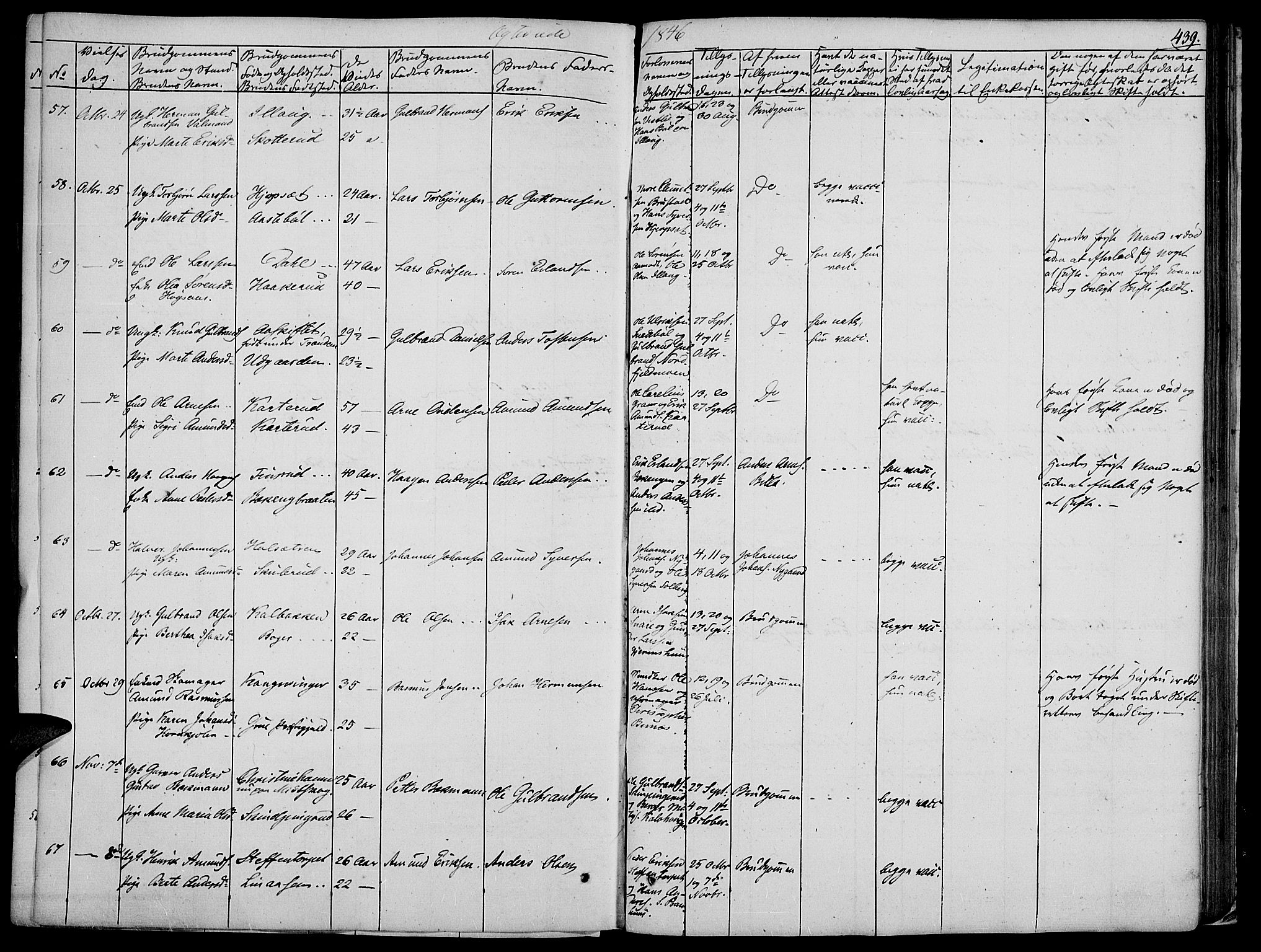 Vinger prestekontor, AV/SAH-PREST-024/H/Ha/Haa/L0008: Parish register (official) no. 8, 1839-1847, p. 439