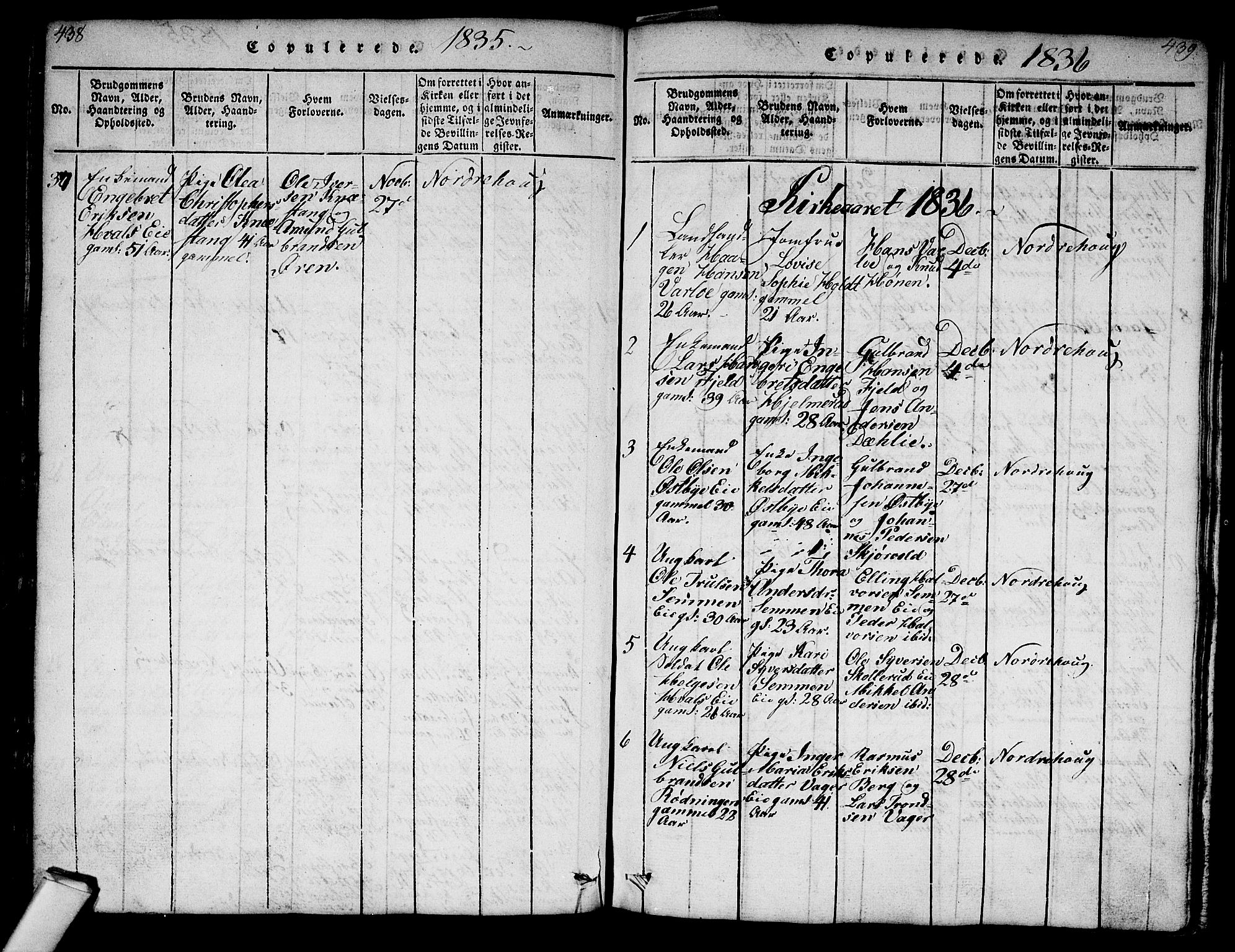 Norderhov kirkebøker, SAKO/A-237/G/Ga/L0003: Parish register (copy) no. I 3 /1, 1814-1876, p. 438-439