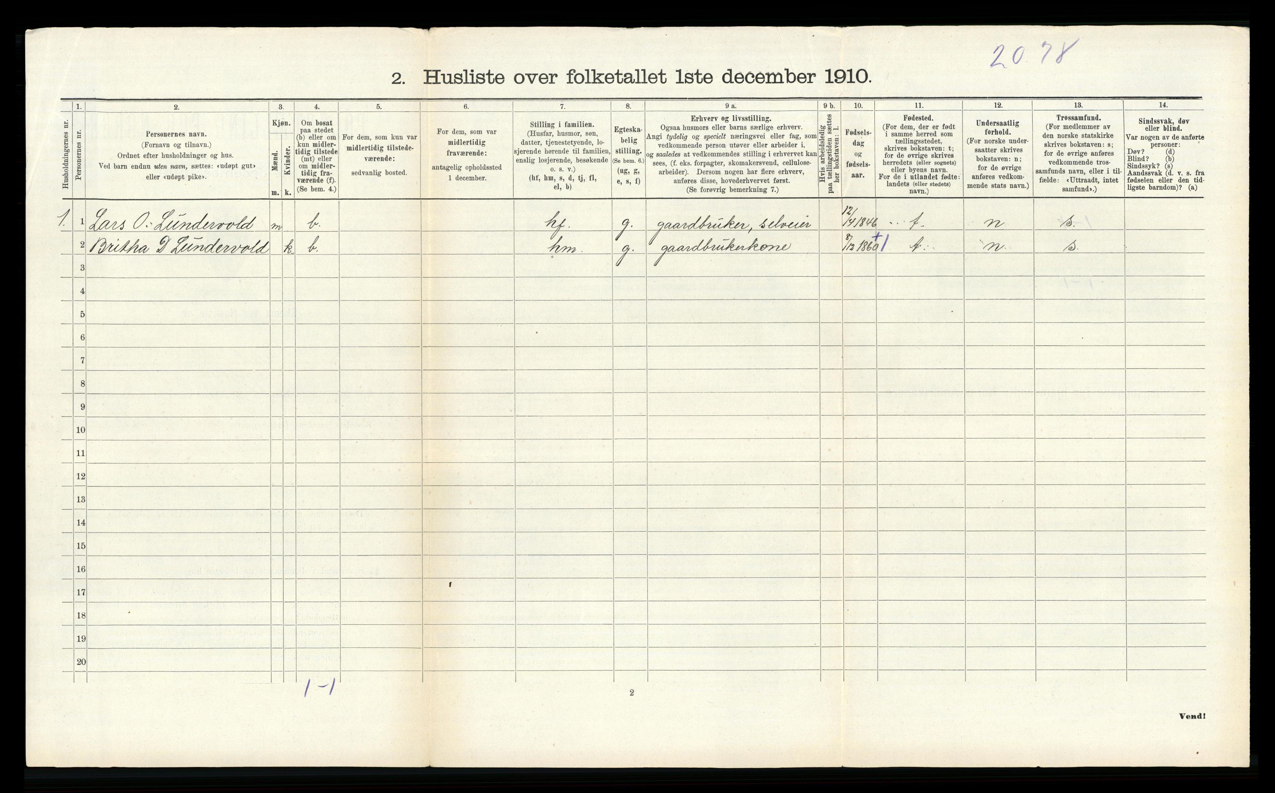 RA, 1910 census for Sauda, 1910, p. 99