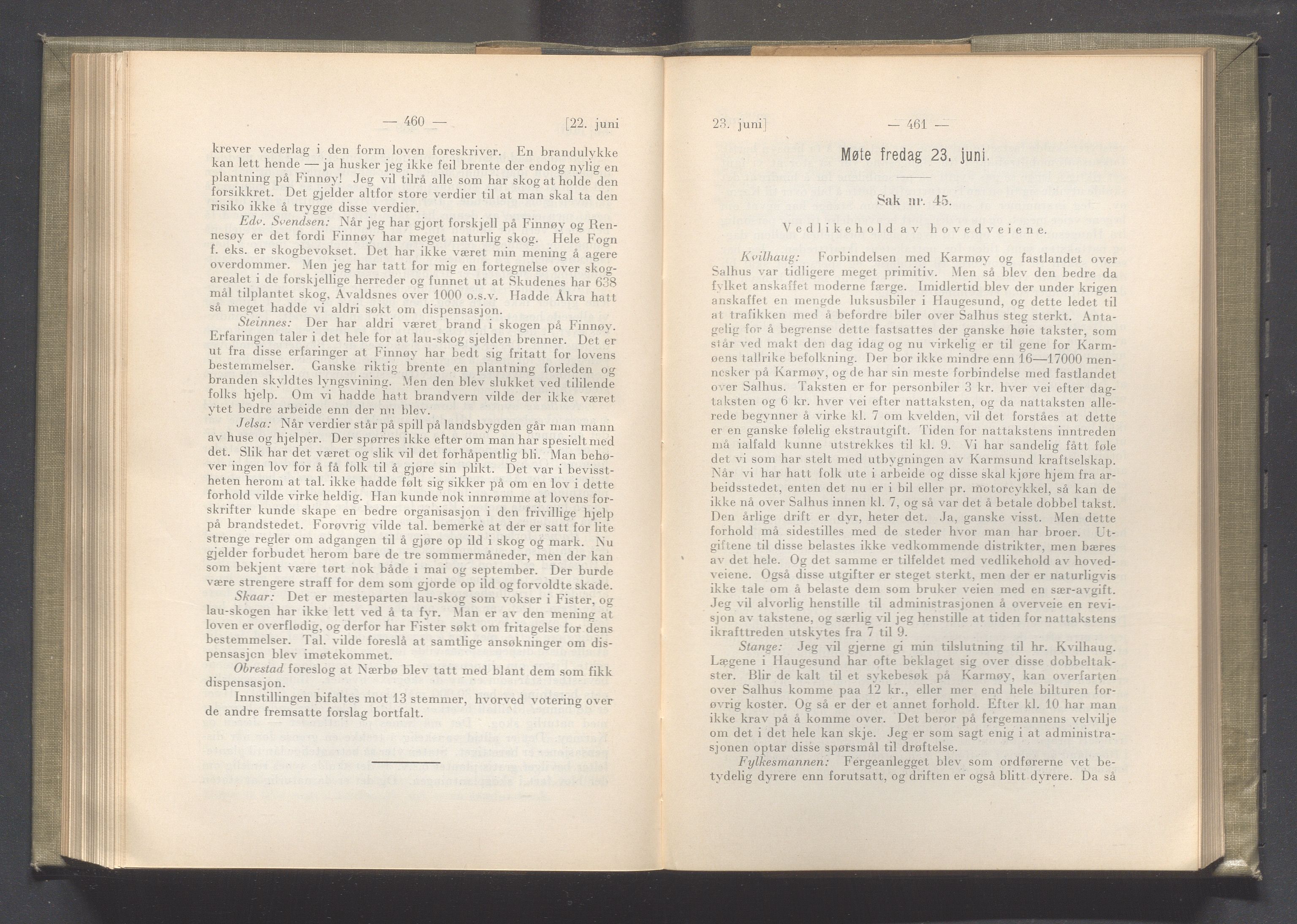 Rogaland fylkeskommune - Fylkesrådmannen , IKAR/A-900/A/Aa/Aaa/L0041: Møtebok , 1922, p. 460-461