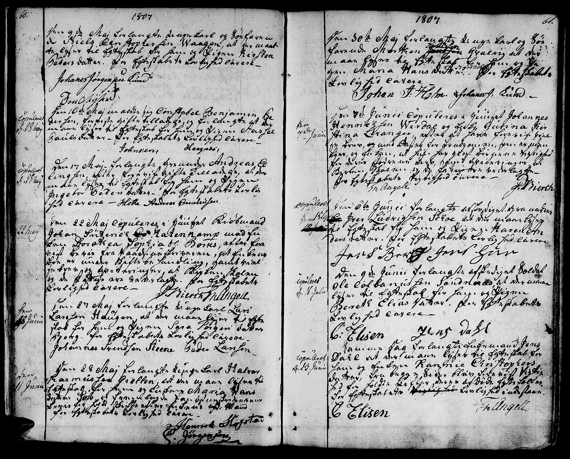 Ministerialprotokoller, klokkerbøker og fødselsregistre - Sør-Trøndelag, AV/SAT-A-1456/601/L0042: Parish register (official) no. 601A10, 1802-1830, p. 60-61