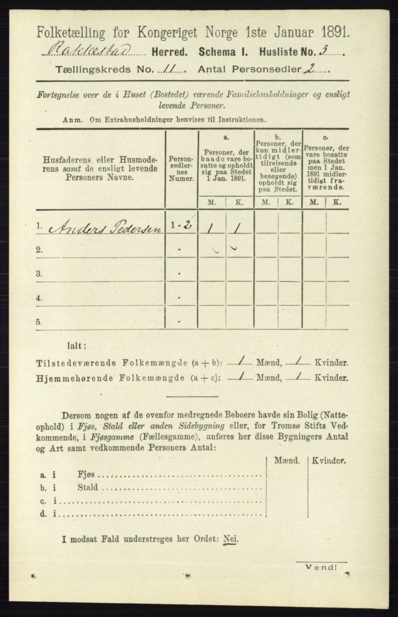 RA, 1891 census for 0128 Rakkestad, 1891, p. 5081