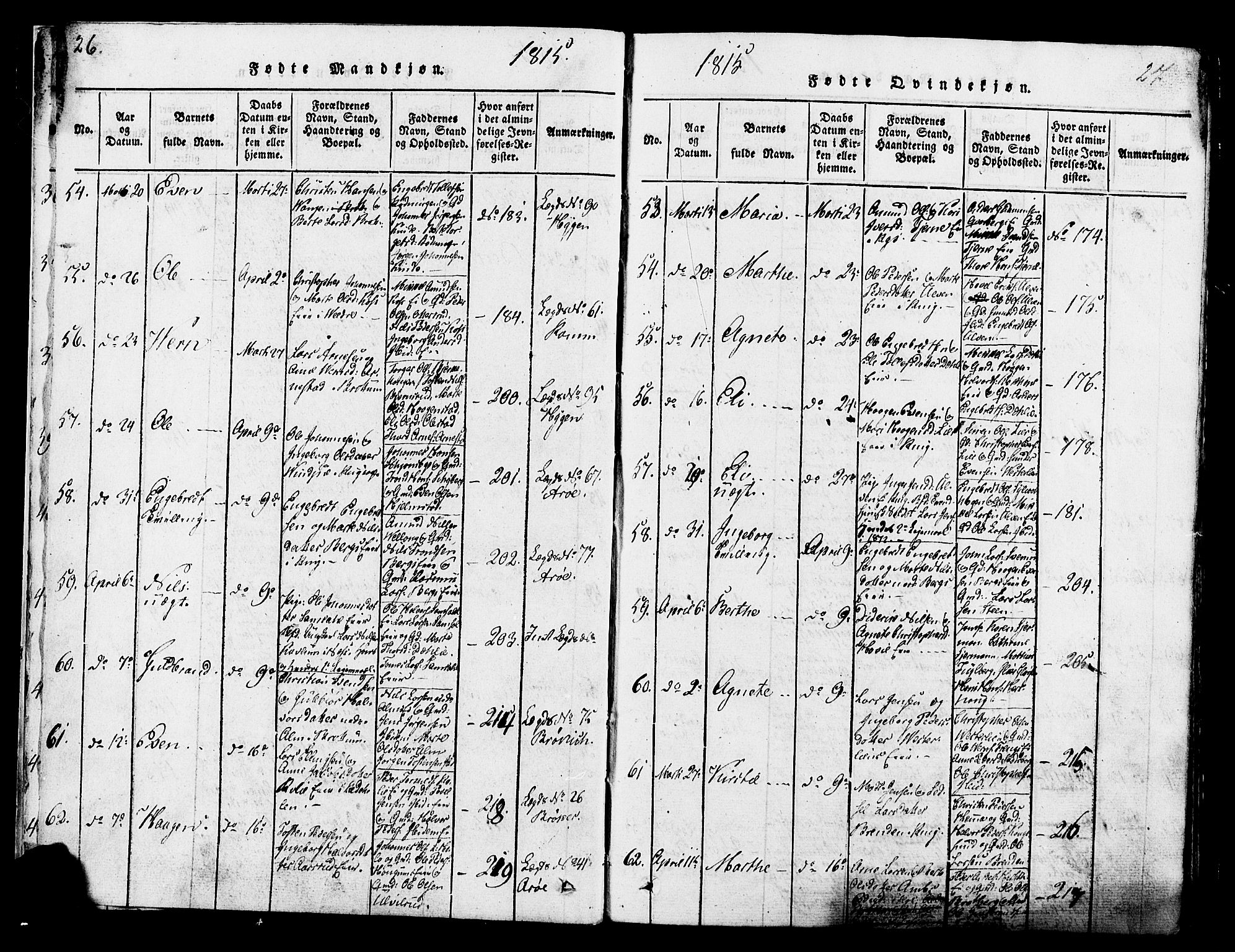 Ringsaker prestekontor, AV/SAH-PREST-014/K/Ka/L0005: Parish register (official) no. 5, 1814-1826, p. 26-27