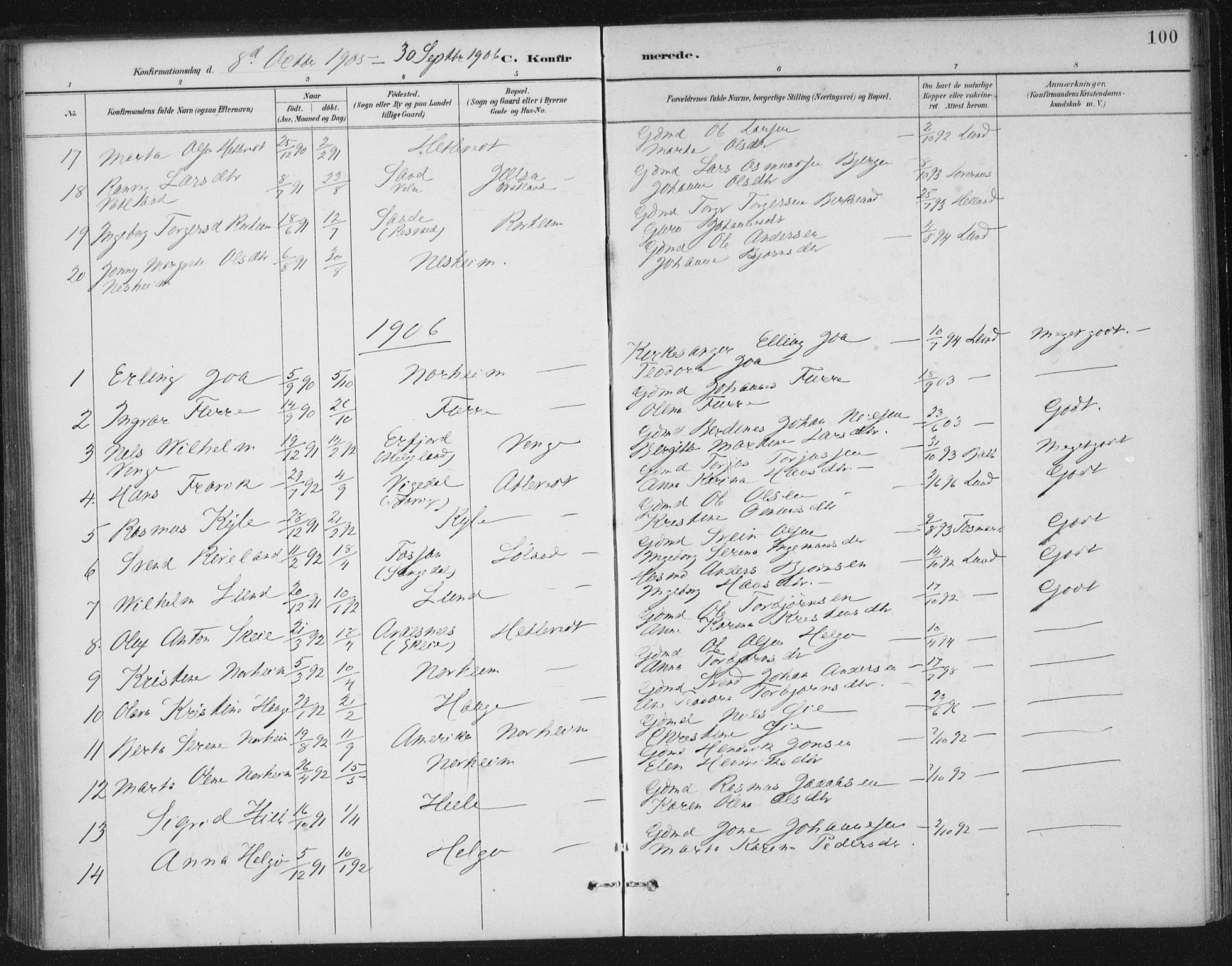 Nedstrand sokneprestkontor, AV/SAST-A-101841/01/IV: Parish register (official) no. A 13, 1887-1915, p. 100