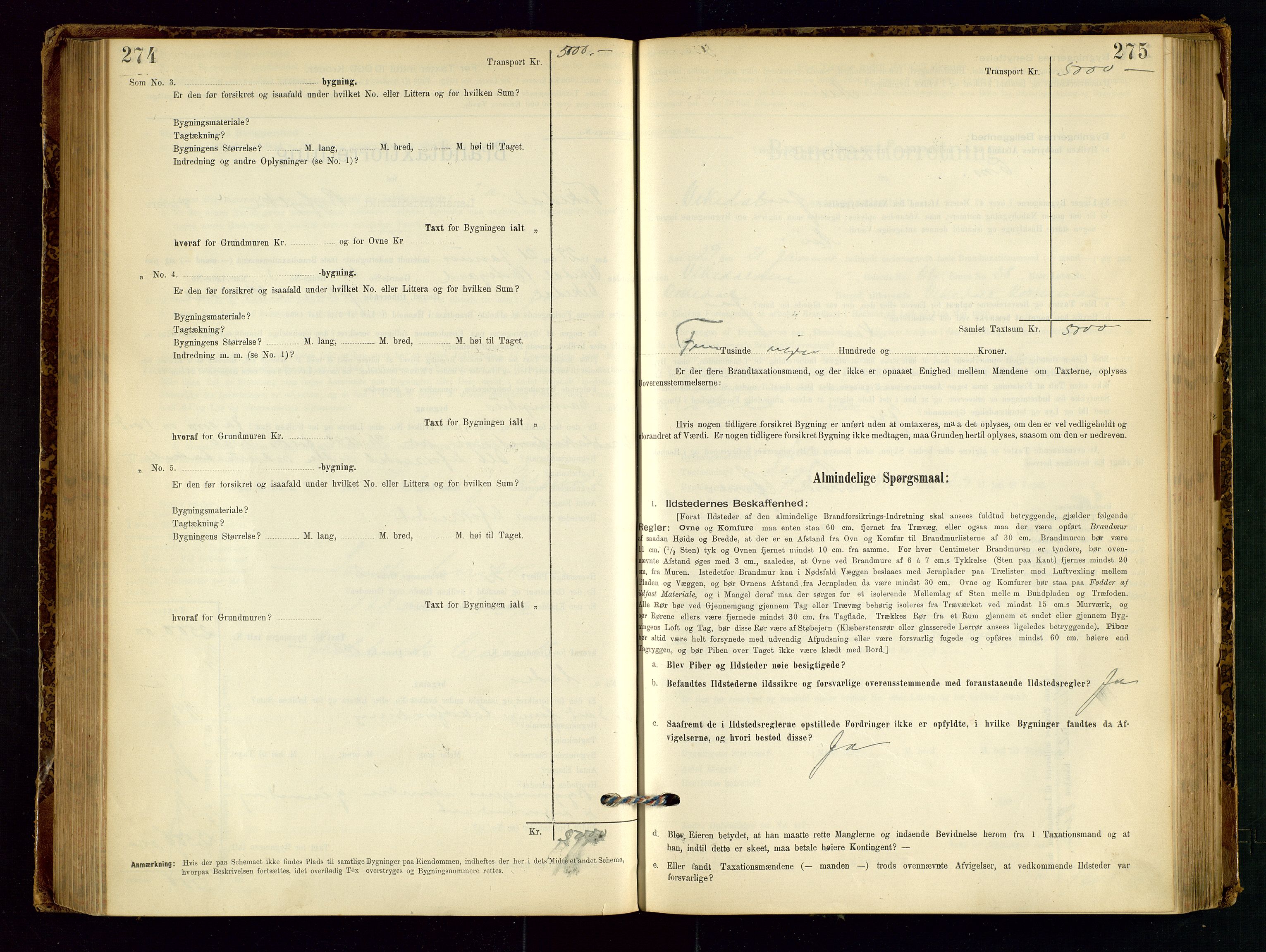 Vikedal lensmannskontor, AV/SAST-A-100179/Gob/L0004: Branntakstprotokoll, 1894-1952, p. 274-275