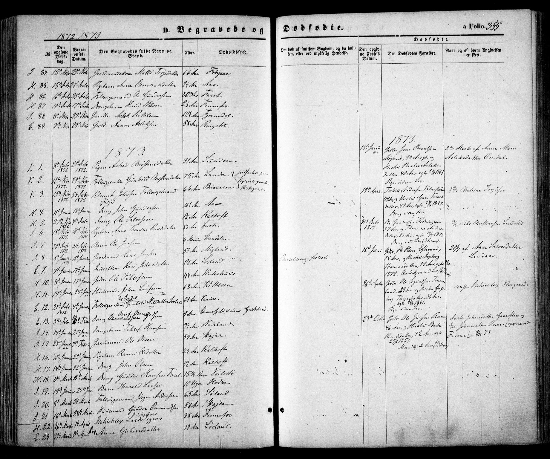 Evje sokneprestkontor, SAK/1111-0008/F/Fa/Faa/L0006: Parish register (official) no. A 6, 1866-1884, p. 355