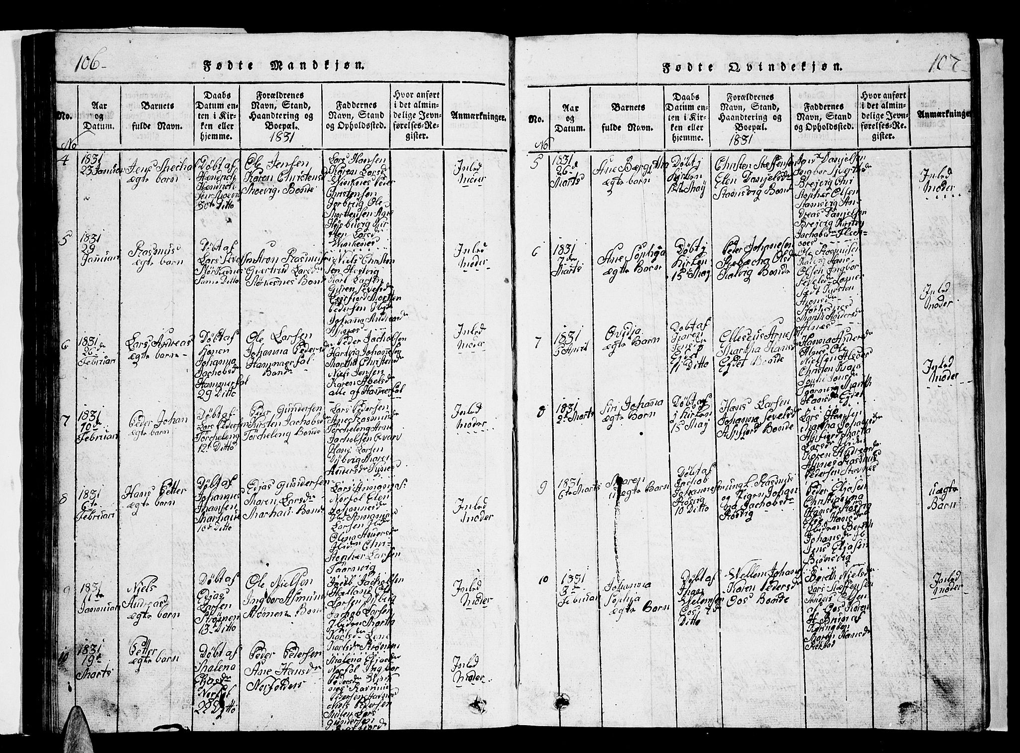 Ministerialprotokoller, klokkerbøker og fødselsregistre - Nordland, AV/SAT-A-1459/853/L0773: Parish register (copy) no. 853C01, 1821-1859, p. 106-107