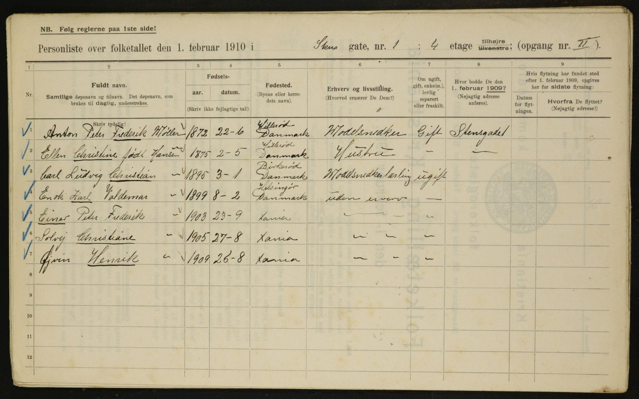 OBA, Municipal Census 1910 for Kristiania, 1910, p. 96690