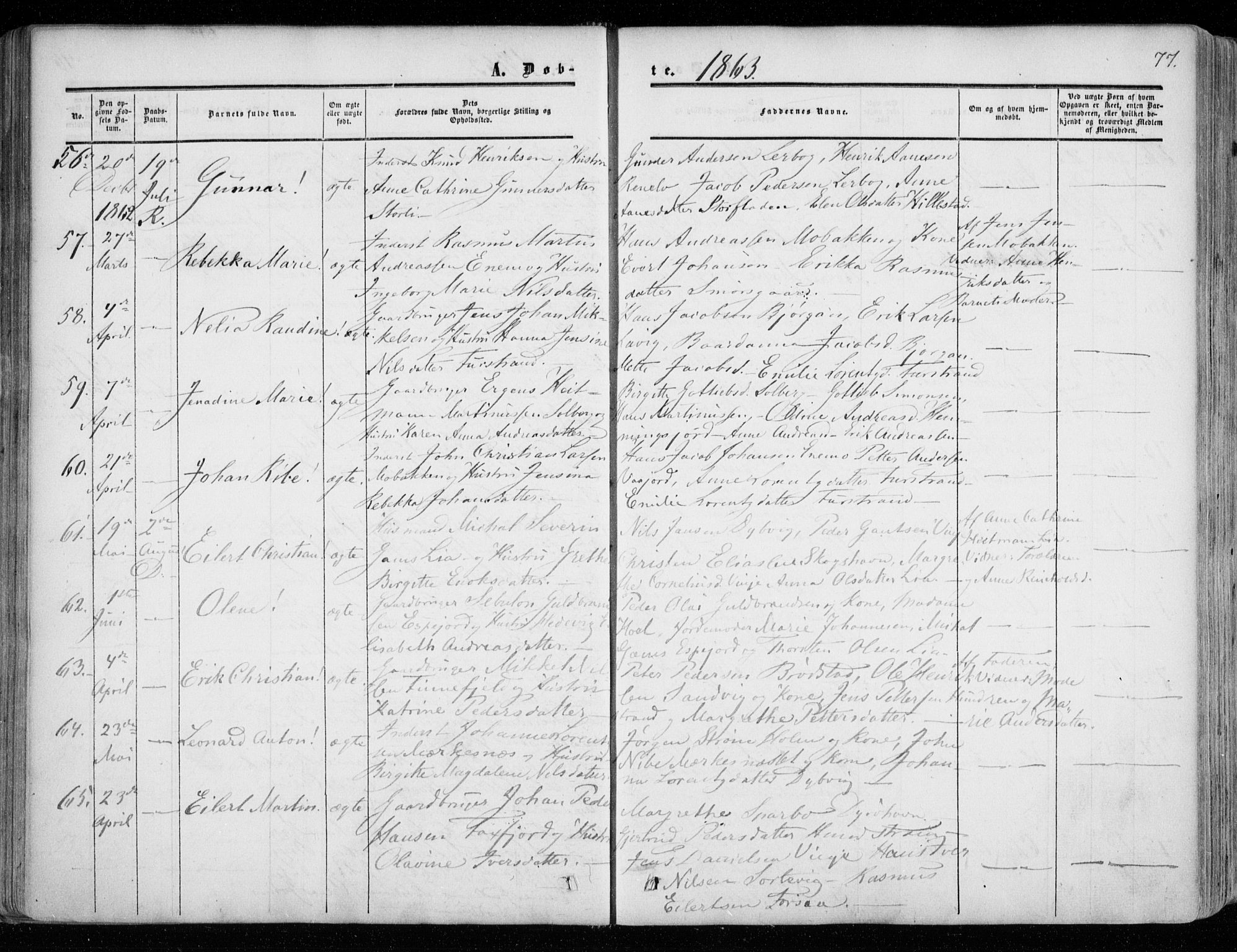 Tranøy sokneprestkontor, SATØ/S-1313/I/Ia/Iaa/L0007kirke: Parish register (official) no. 7, 1856-1866, p. 77