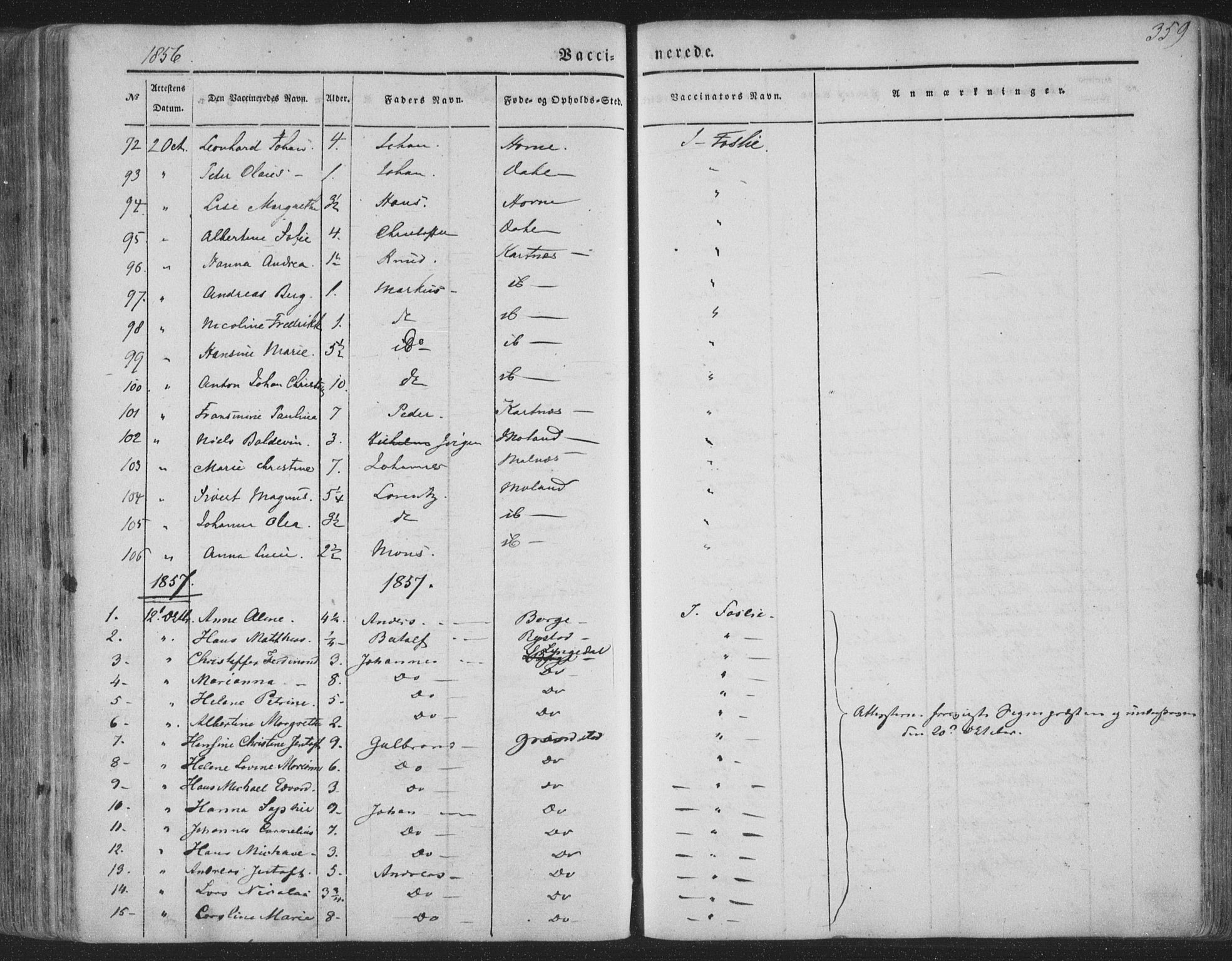 Ministerialprotokoller, klokkerbøker og fødselsregistre - Nordland, AV/SAT-A-1459/880/L1131: Parish register (official) no. 880A05, 1844-1868, p. 359