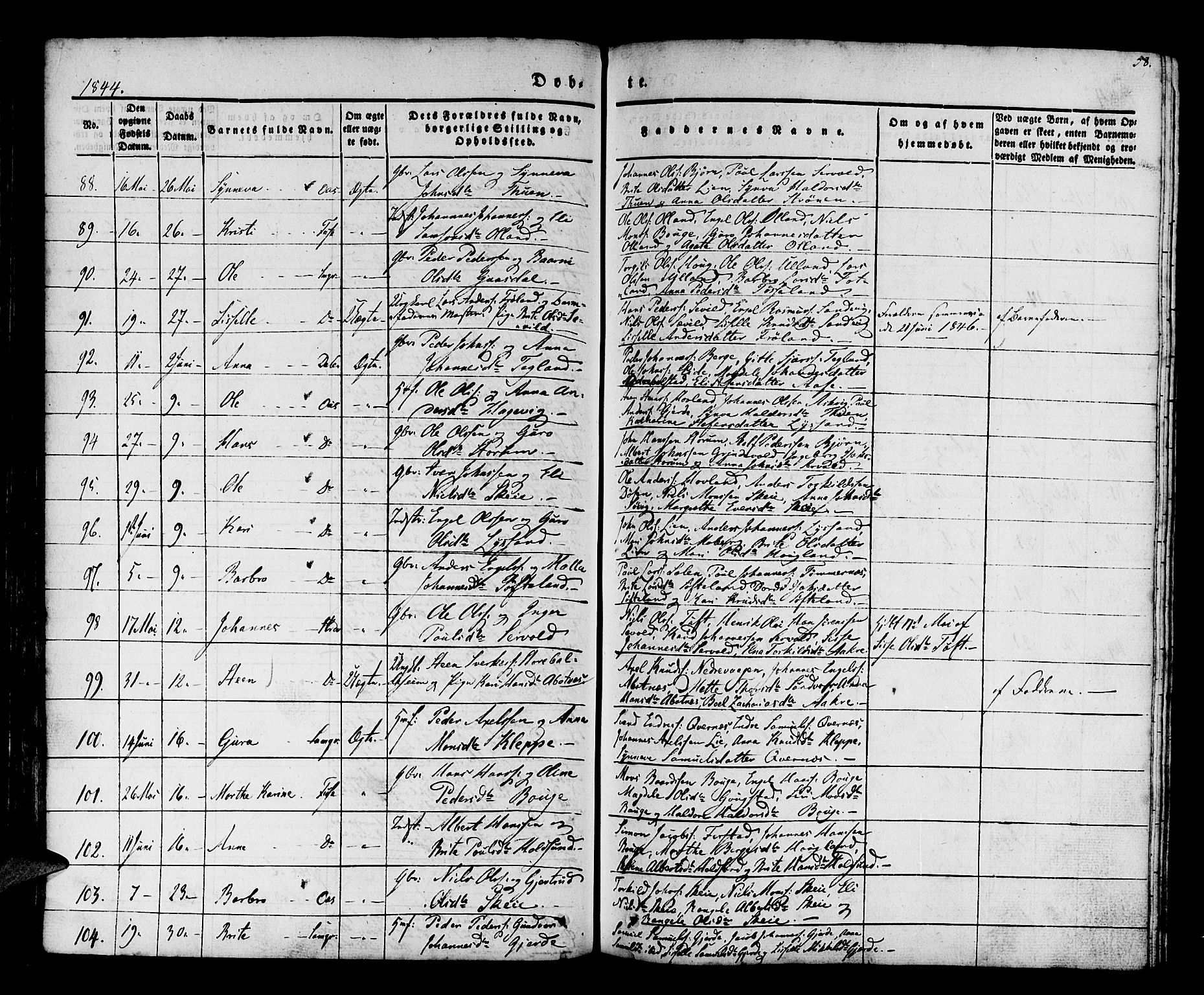 Os sokneprestembete, AV/SAB-A-99929: Parish register (official) no. A 15, 1839-1851, p. 58