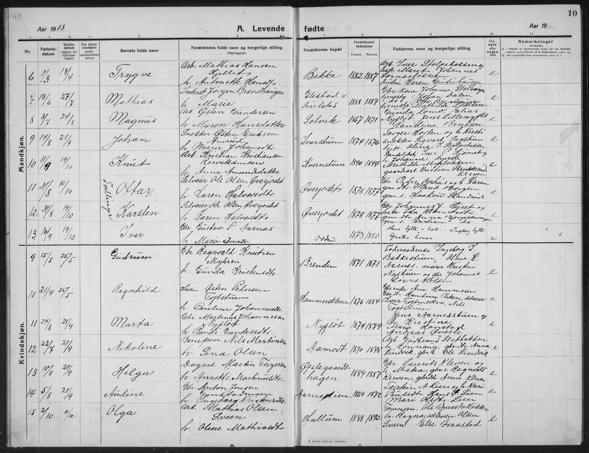 Ringebu prestekontor, AV/SAH-PREST-082/H/Ha/Hab/L0010: Parish register (copy) no. 10, 1911-1934, p. 10