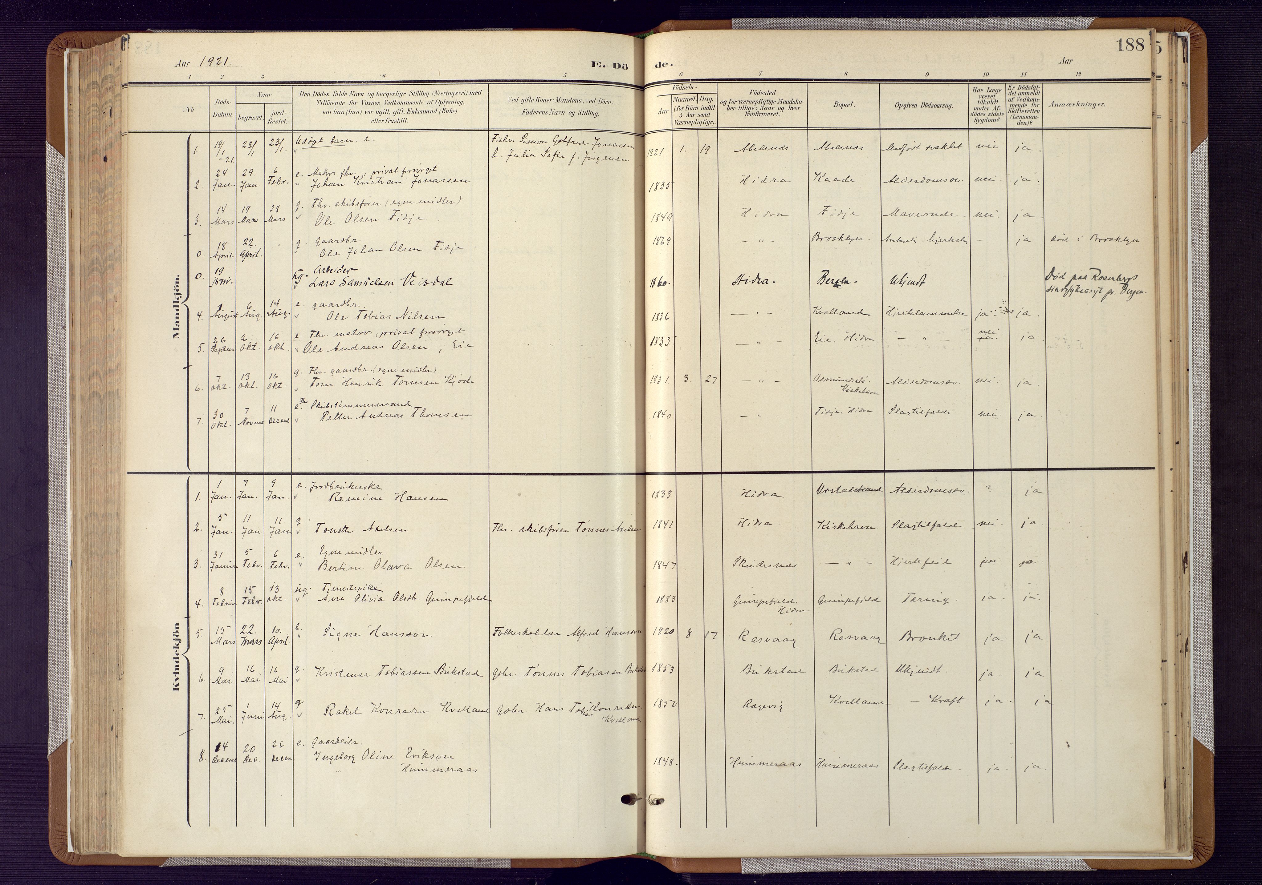 Flekkefjord sokneprestkontor, AV/SAK-1111-0012/F/Fa/Fab/L0007: Parish register (official) no. A 7, 1902-1921, p. 188