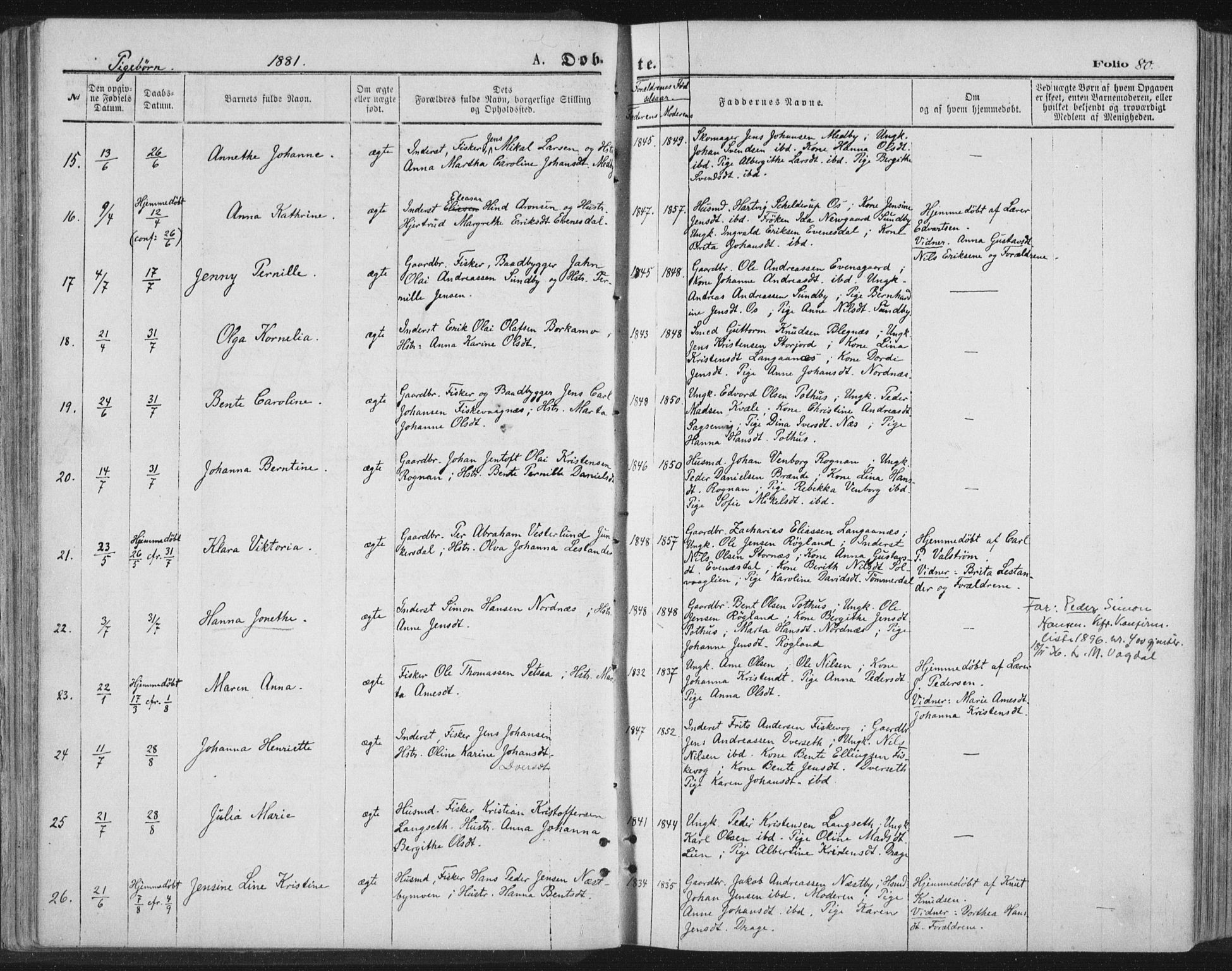 Ministerialprotokoller, klokkerbøker og fødselsregistre - Nordland, AV/SAT-A-1459/847/L0668: Parish register (official) no. 847A08, 1872-1886, p. 80