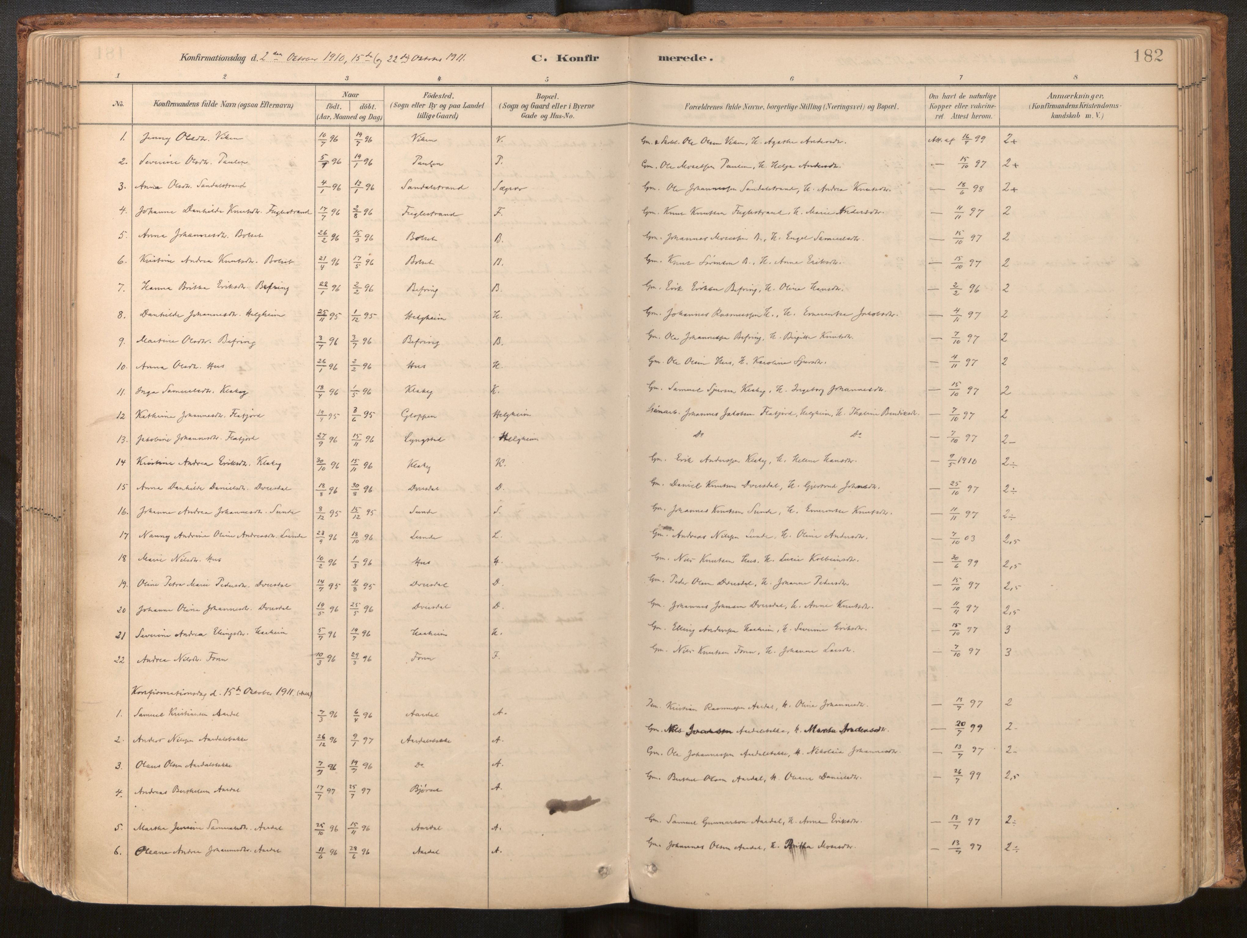 Jølster sokneprestembete, SAB/A-80701/H/Haa/Haac/L0001: Parish register (official) no. C 1, 1882-1928, p. 182