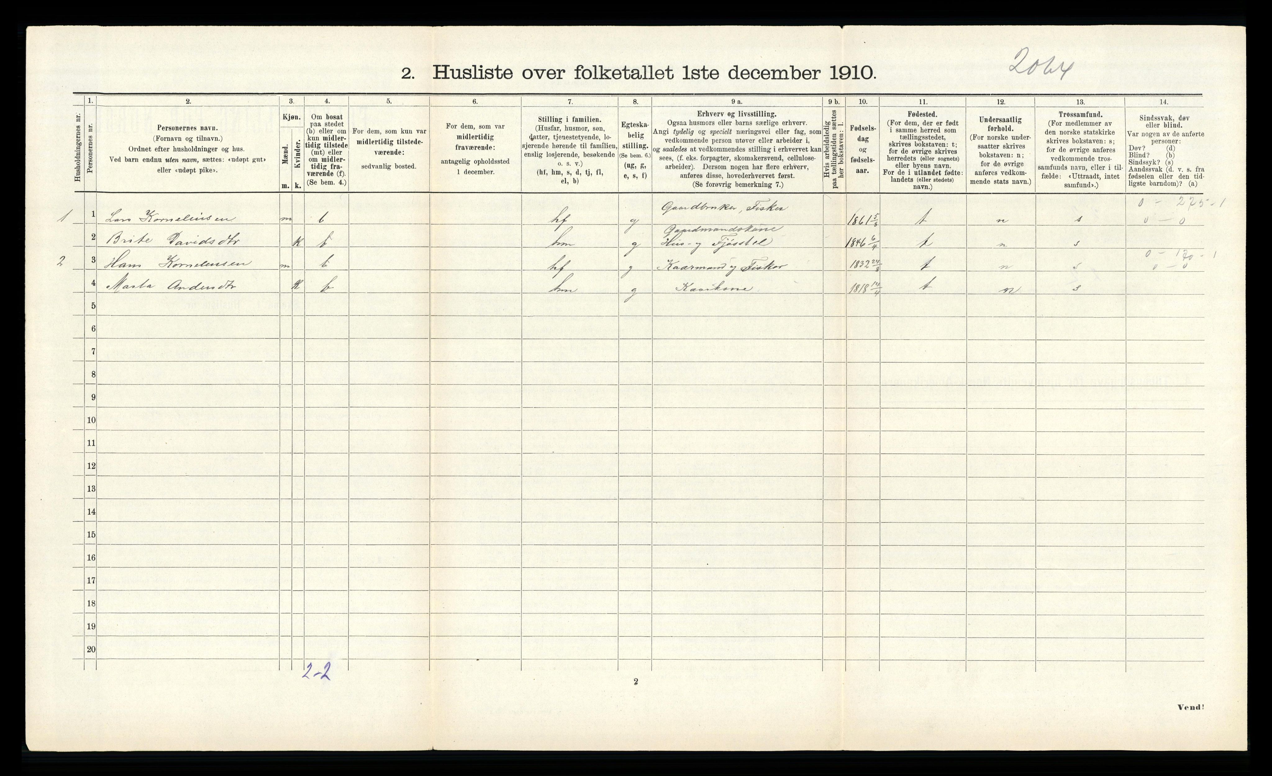 RA, 1910 census for Solund, 1910, p. 396