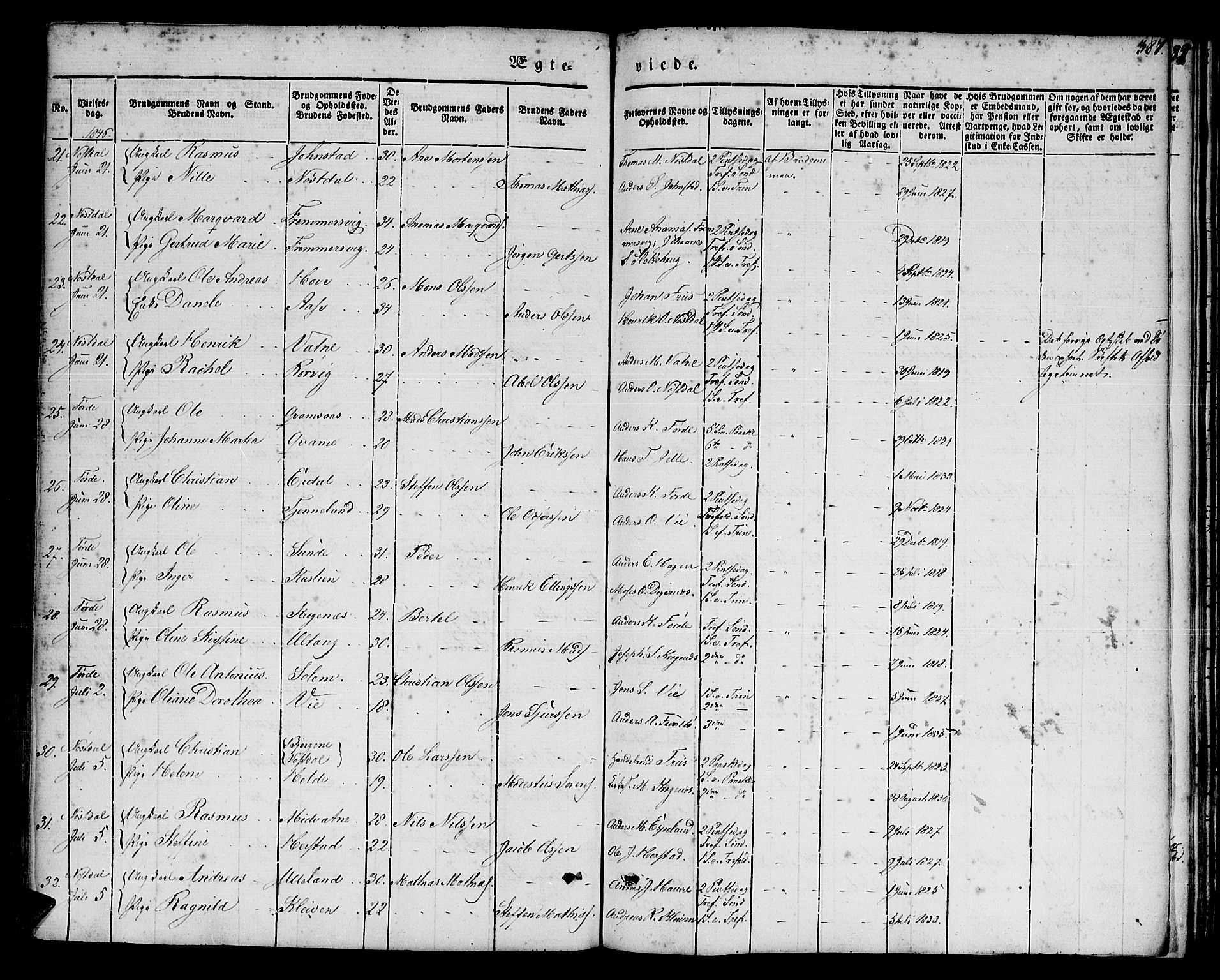 Førde sokneprestembete, AV/SAB-A-79901/H/Haa/Haaa/L0007: Parish register (official) no. A 7, 1843-1860, p. 387