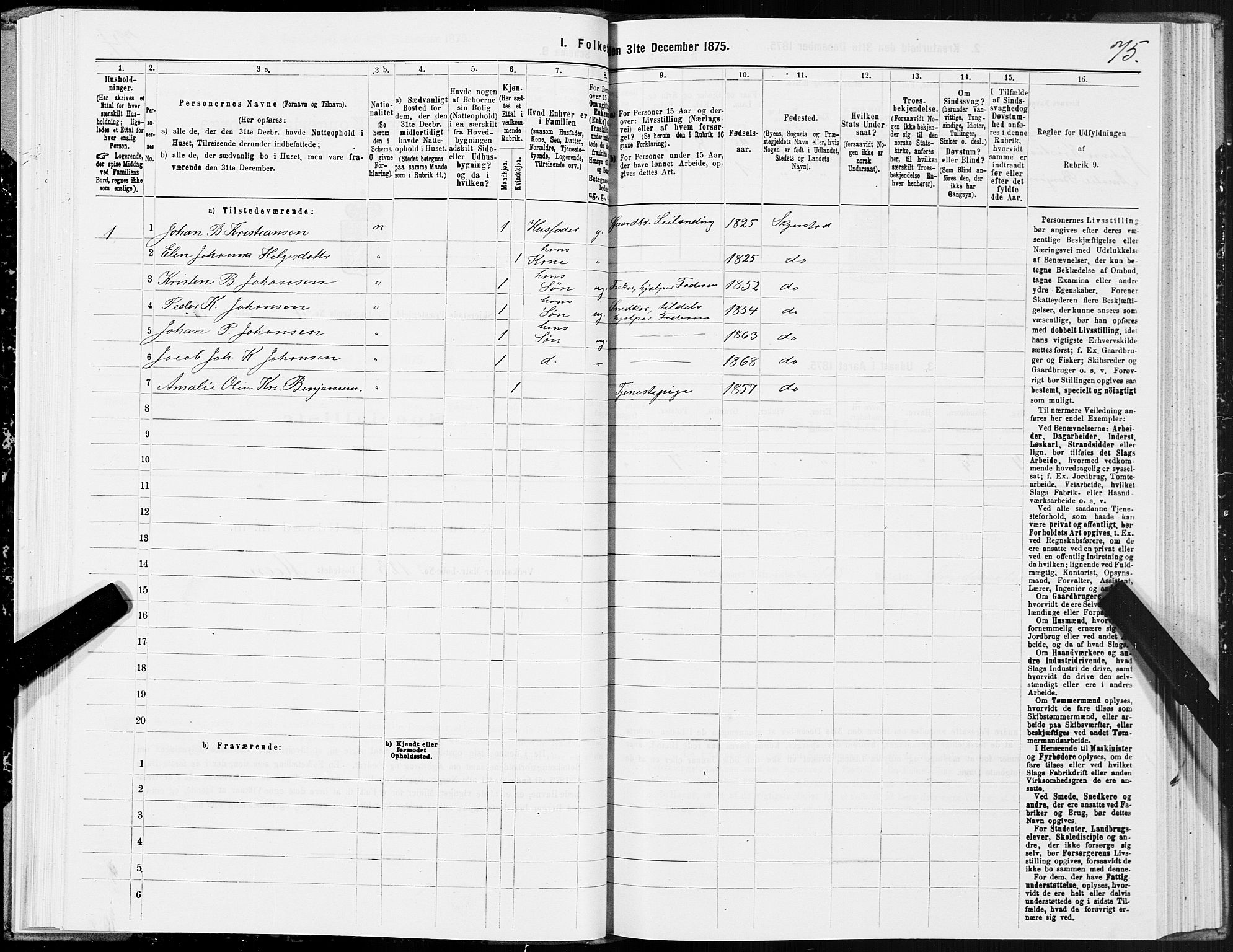 SAT, 1875 census for 1842P Skjerstad, 1875, p. 2075