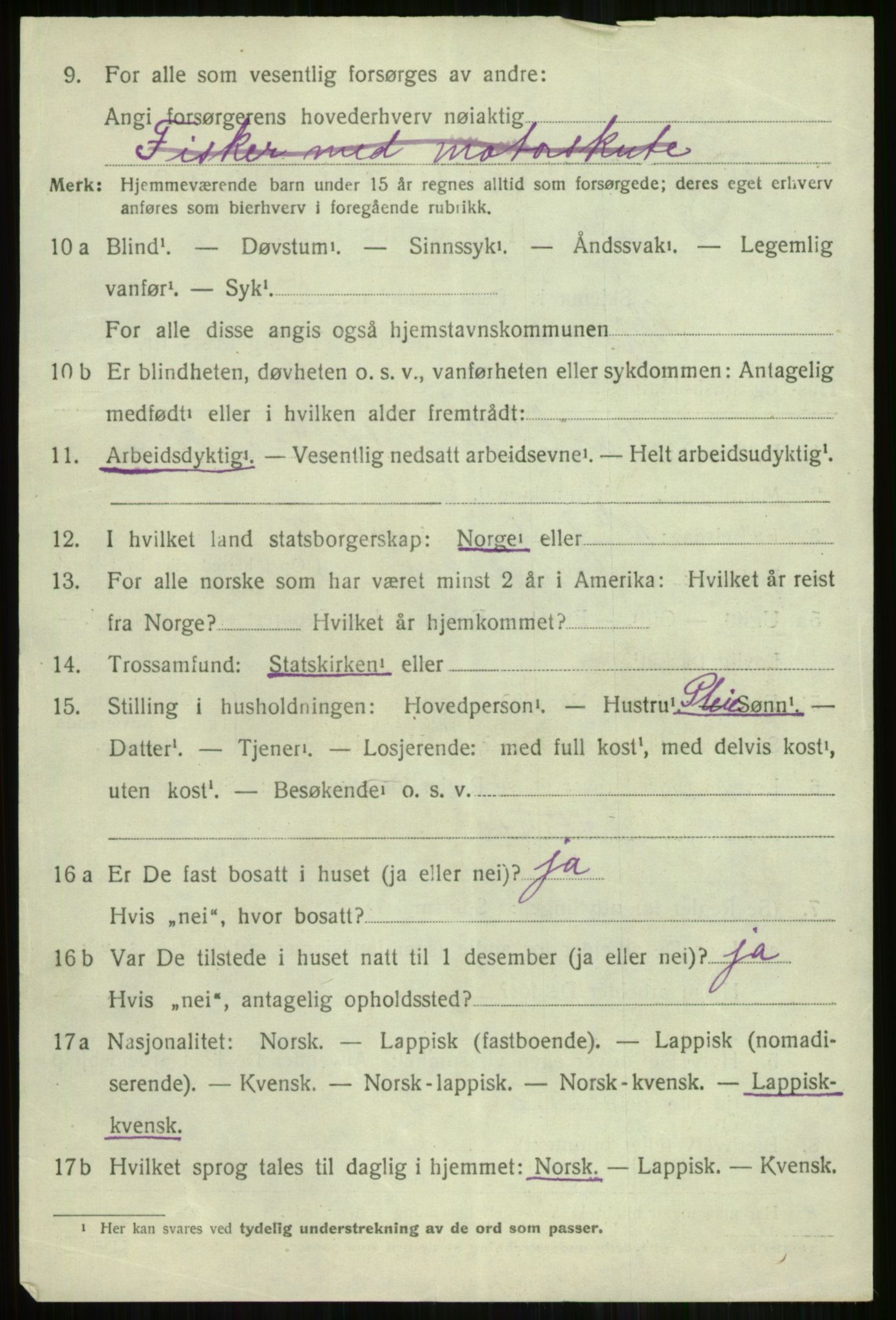 SATØ, 1920 census for Skjervøy, 1920, p. 2106