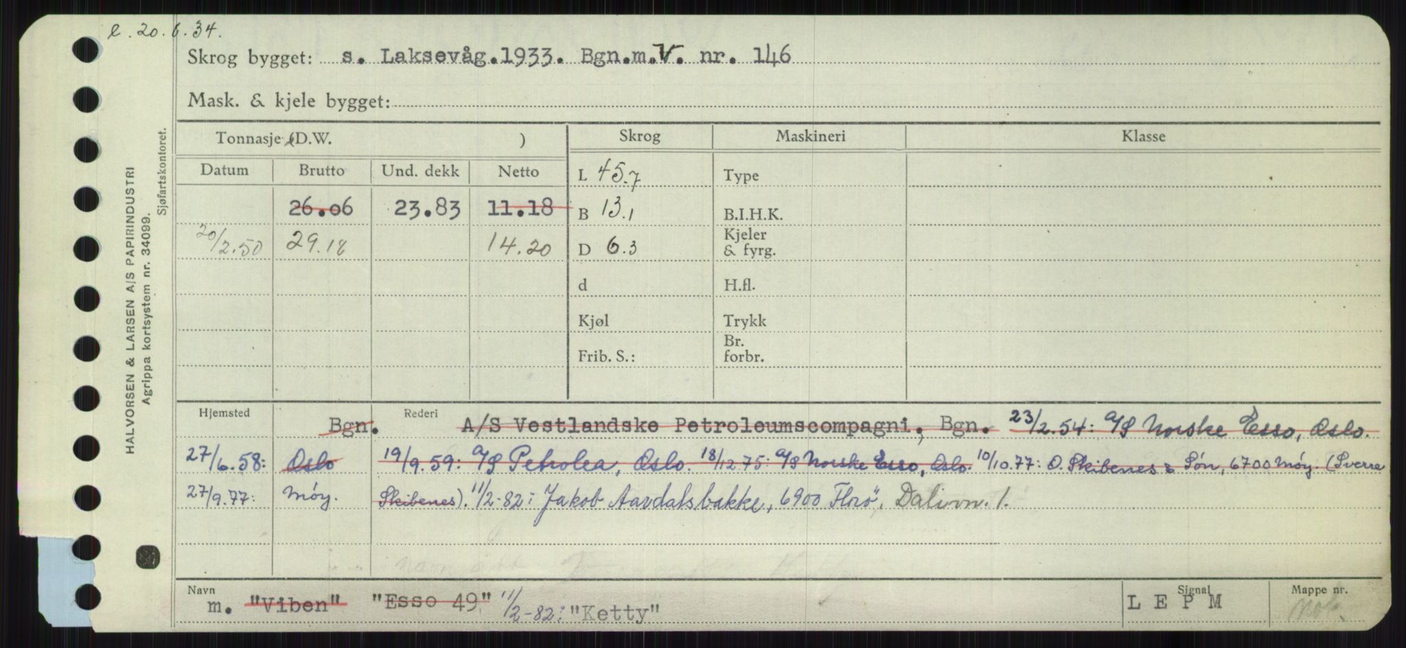 Sjøfartsdirektoratet med forløpere, Skipsmålingen, RA/S-1627/H/Ha/L0003/0001: Fartøy, Hilm-Mar / Fartøy, Hilm-Kol, p. 735