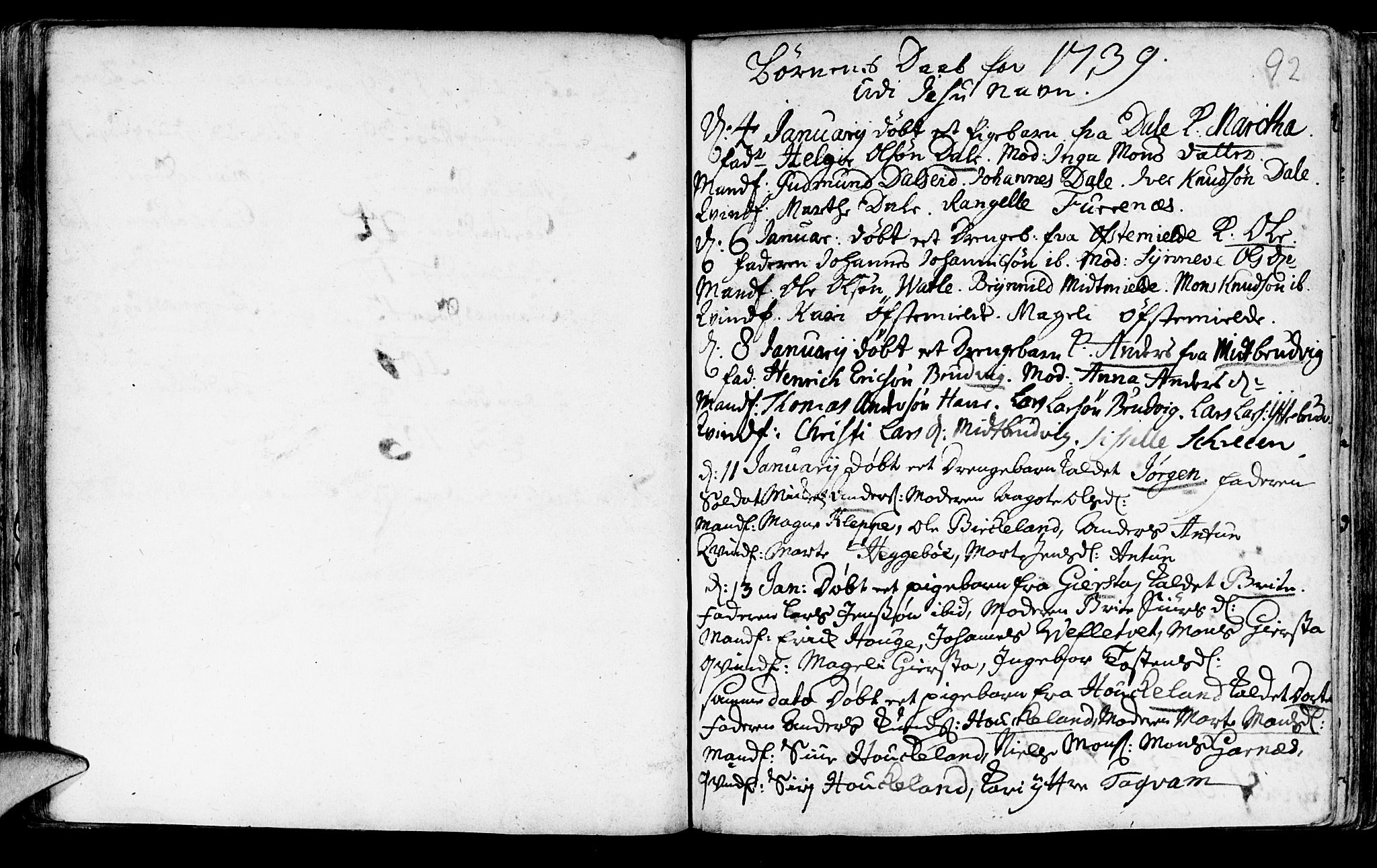 Haus sokneprestembete, SAB/A-75601/H/Haa: Parish register (official) no. A 5, 1733-1747, p. 92