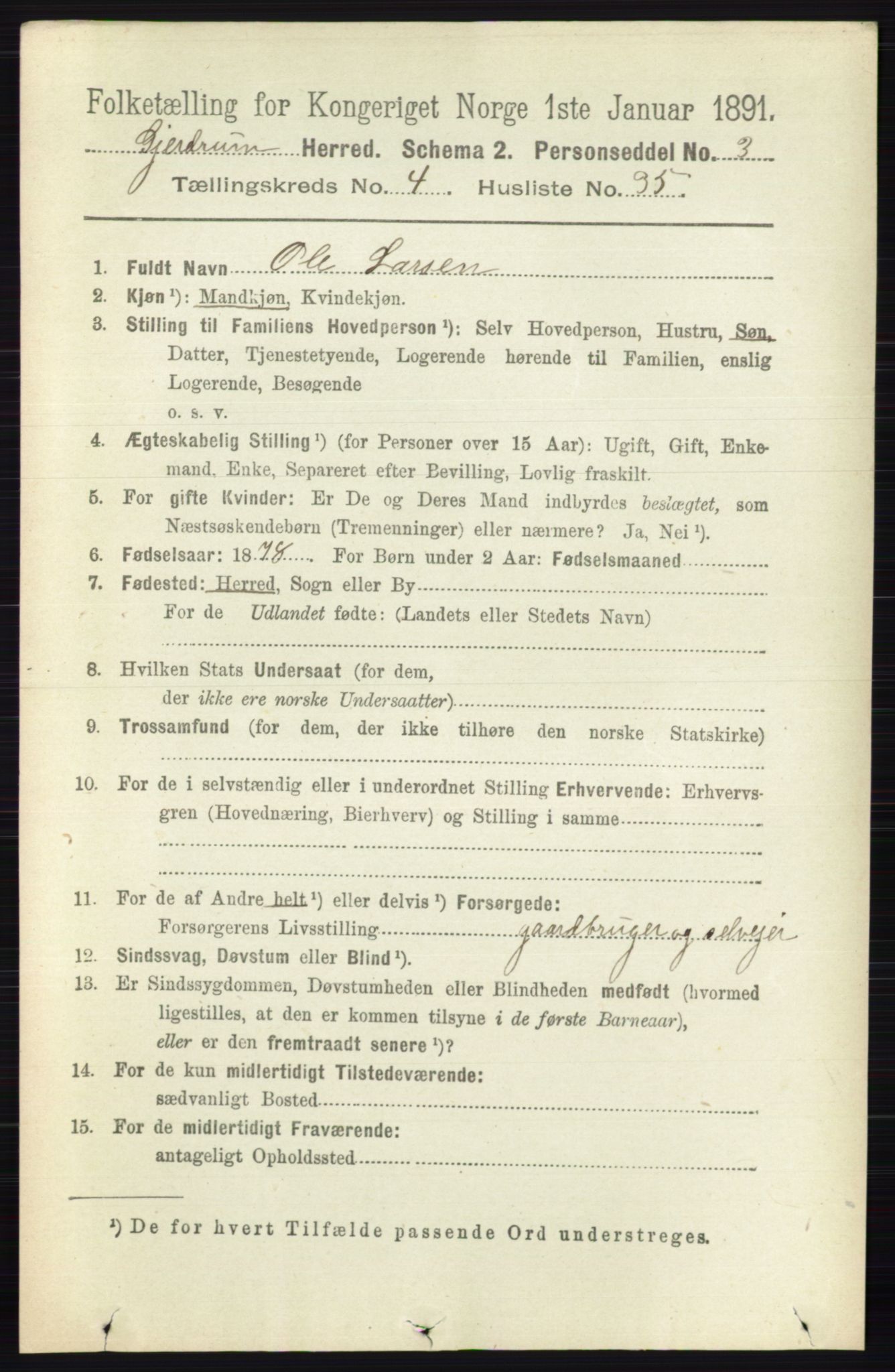 RA, 1891 census for 0234 Gjerdrum, 1891, p. 2000