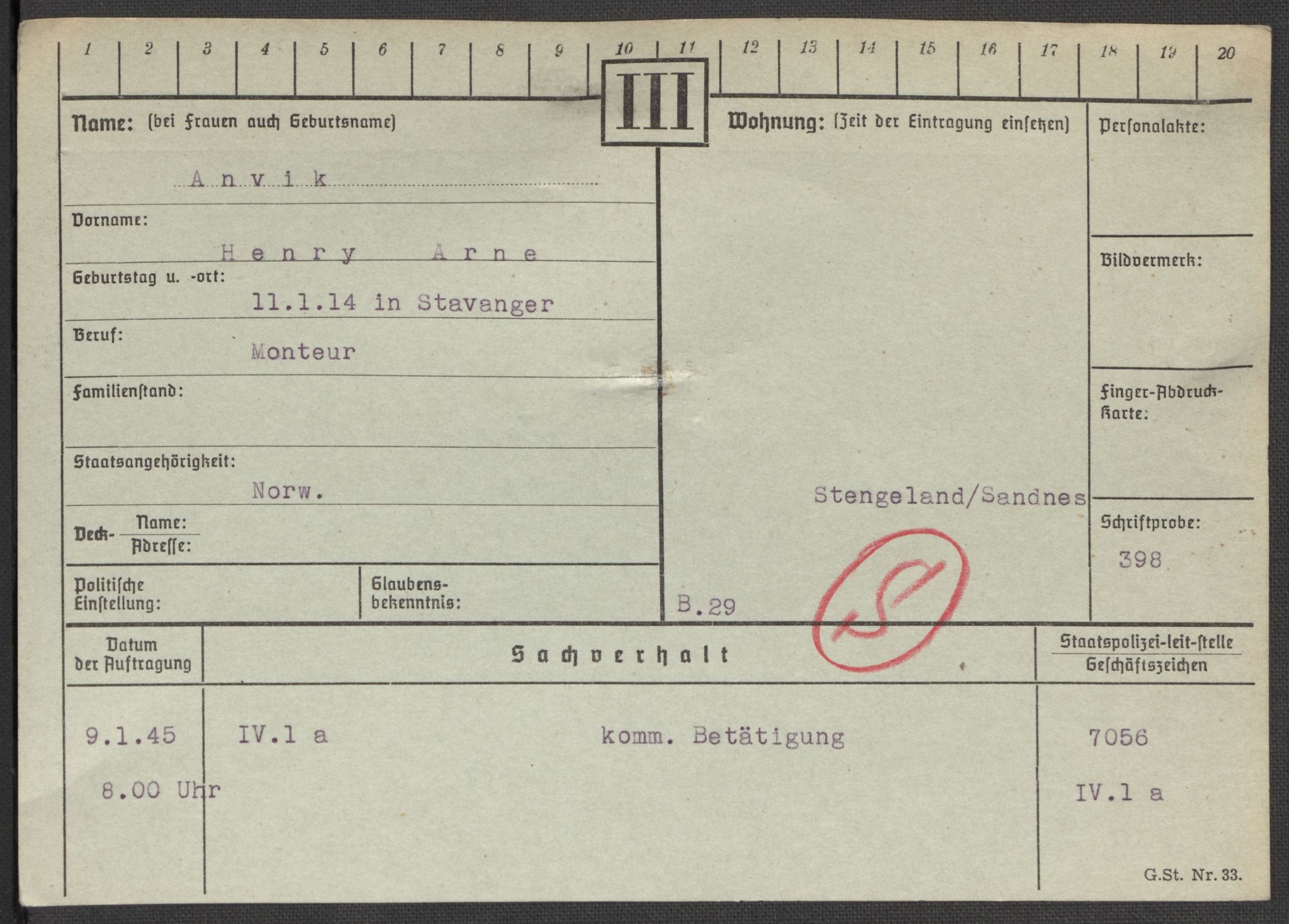 Befehlshaber der Sicherheitspolizei und des SD, AV/RA-RAFA-5969/E/Ea/Eaa/L0001: Register over norske fanger i Møllergata 19: A-Bj, 1940-1945, p. 544