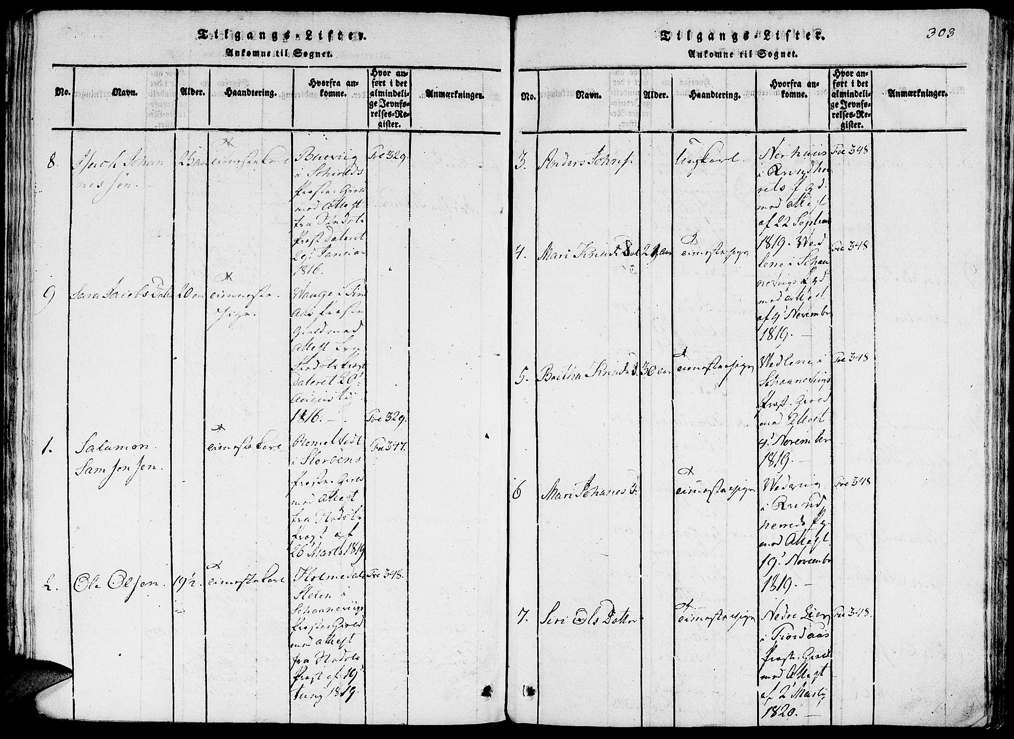 Fjelberg sokneprestembete, AV/SAB-A-75201/H/Haa: Parish register (official) no. A 4, 1816-1822, p. 303